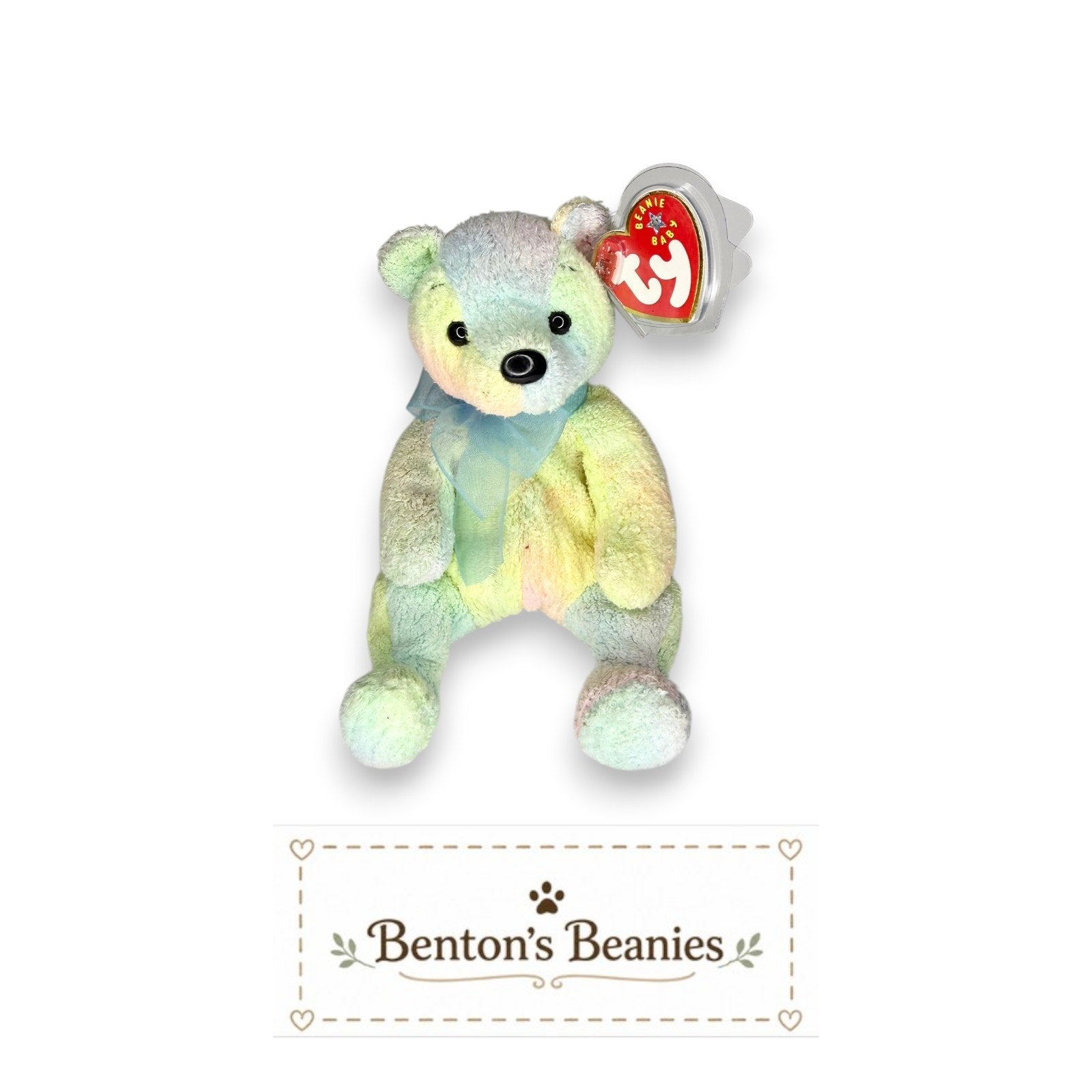Mellow the Bear TY Beanie Baby | Mint Heart/Tush Tag