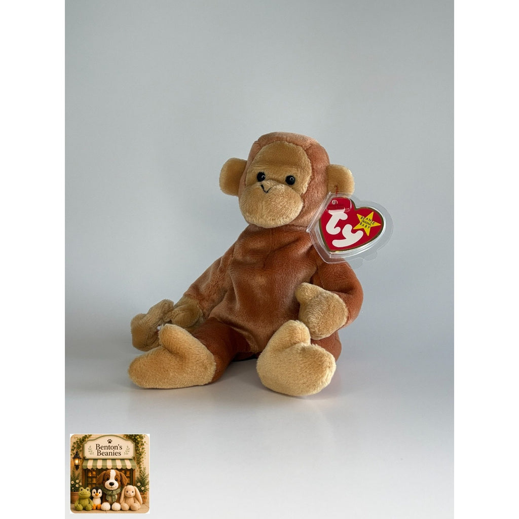 Bongo the Monkey TY Beanie Baby | Mint Heart & Tush Tag