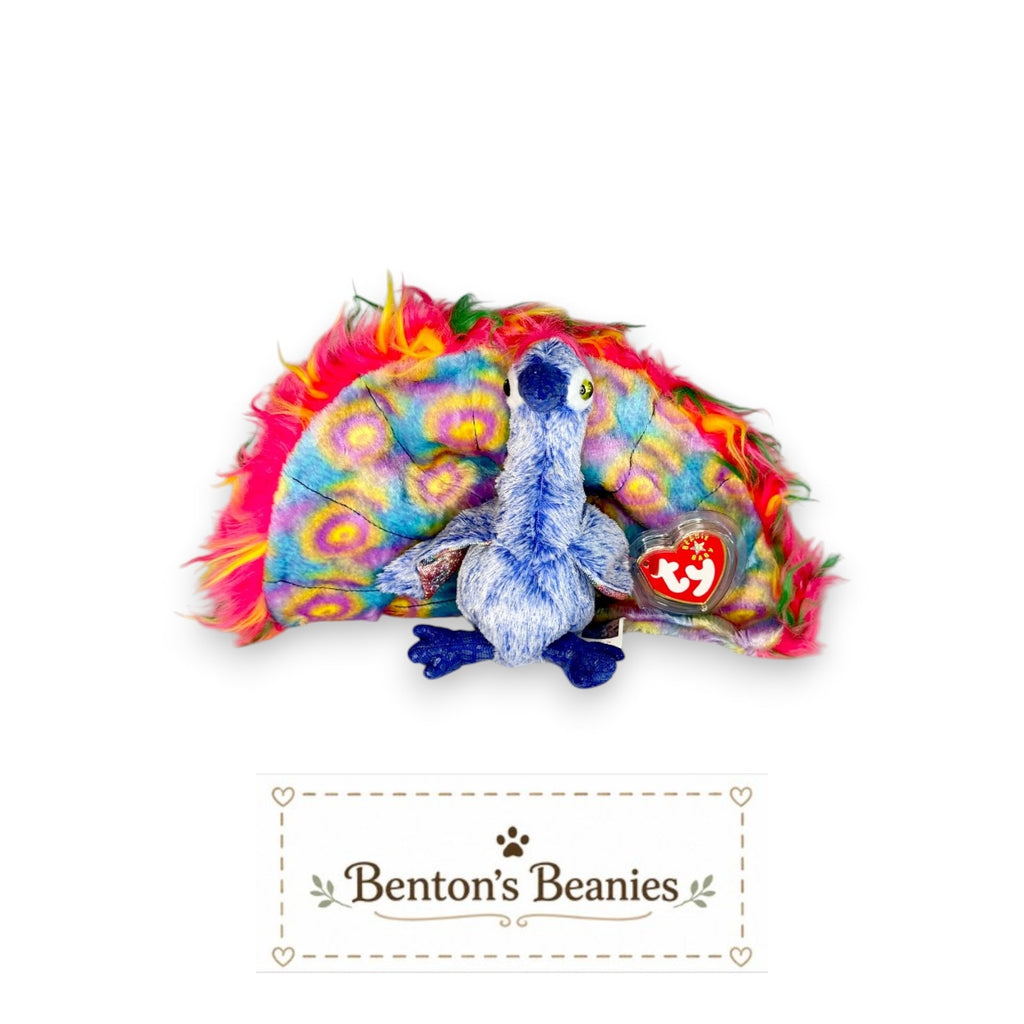 Flashy the Peacock TY Beanie Baby | Mint Heart & Tush Tag