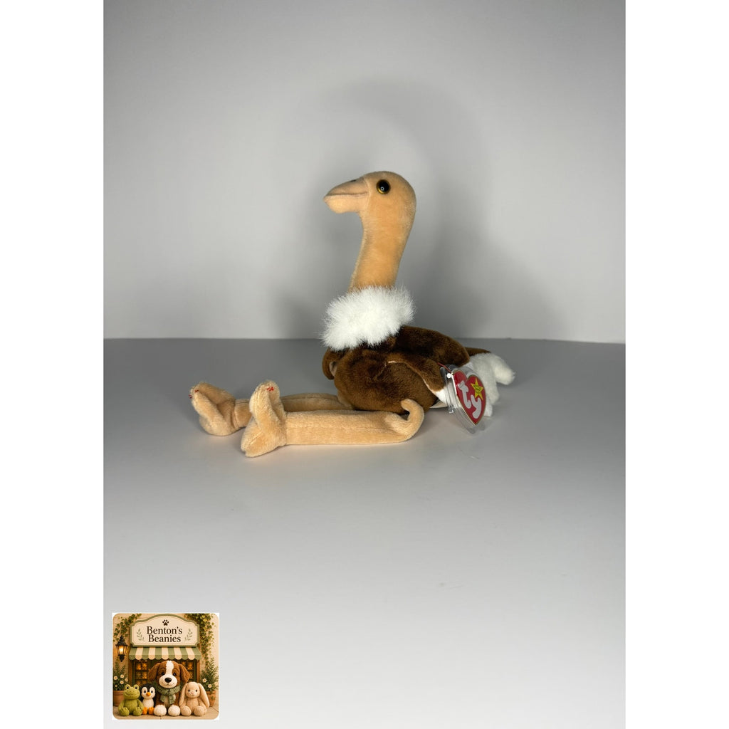 Stretch the Ostrich TY Beanie Baby | Mint Heart & Tush Tag