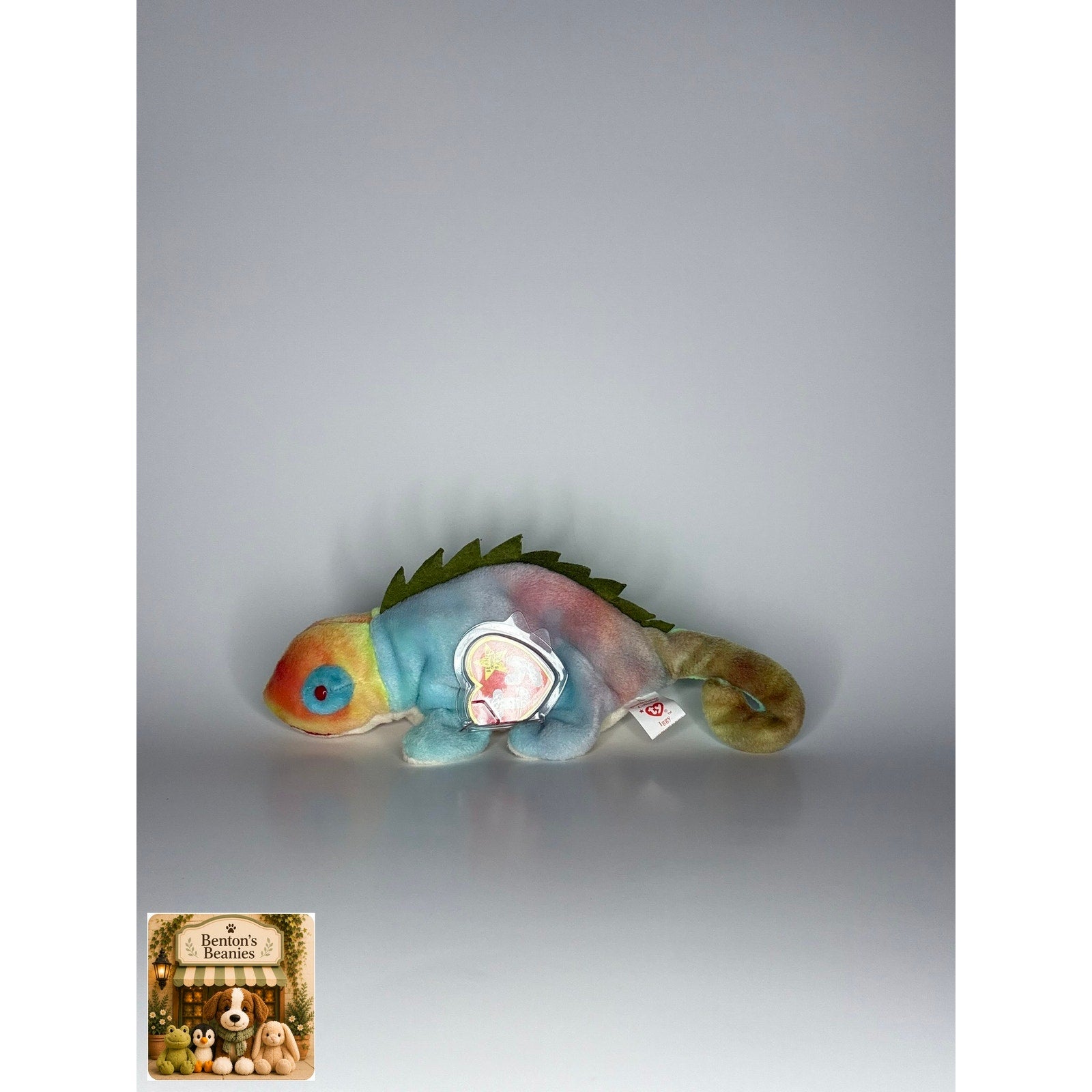 Iggy the Chameleon TY Beanie Baby | Mint Heart & Tush Tag