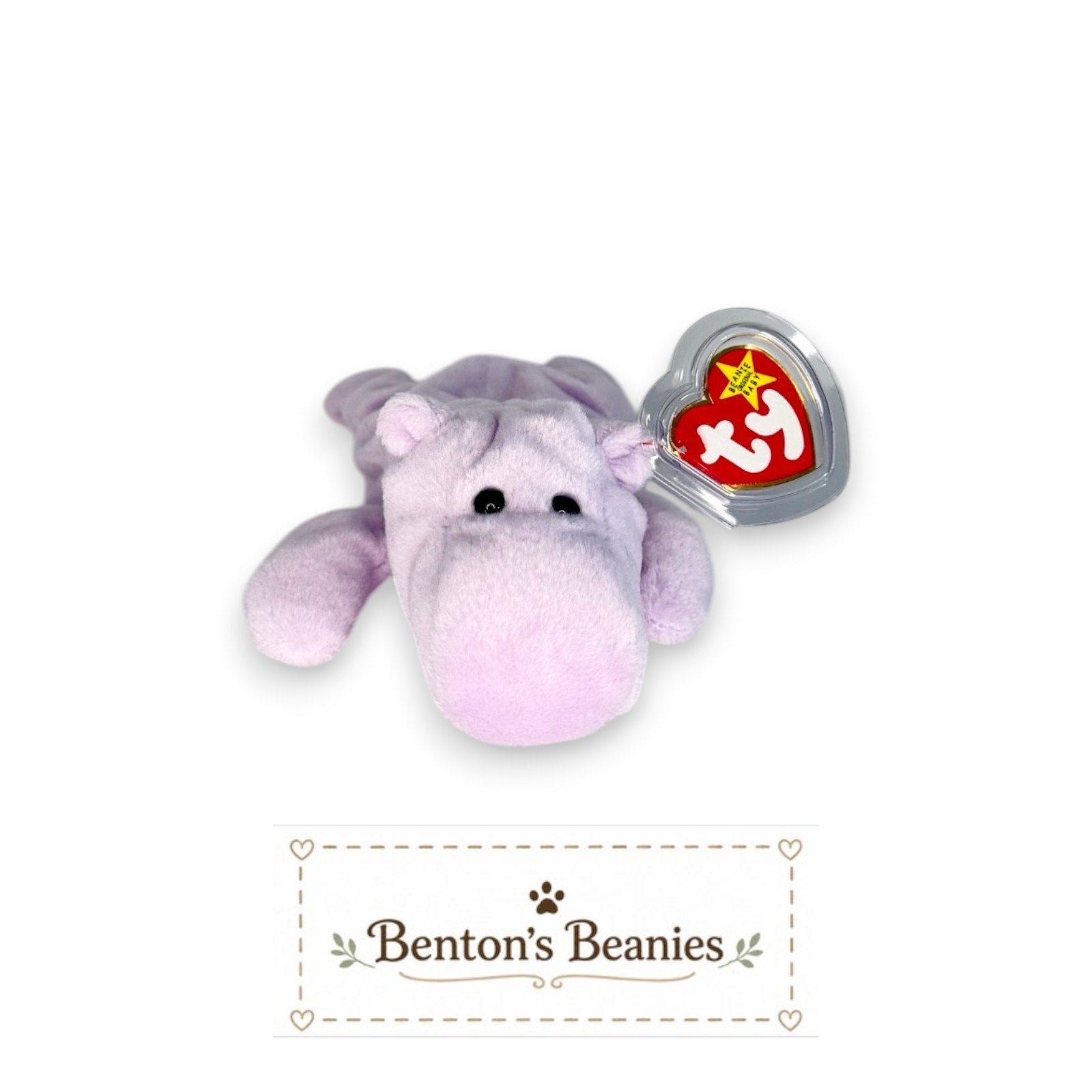 Happy the Hippo TY Beanie Baby | Mint Heart & Tush Tag