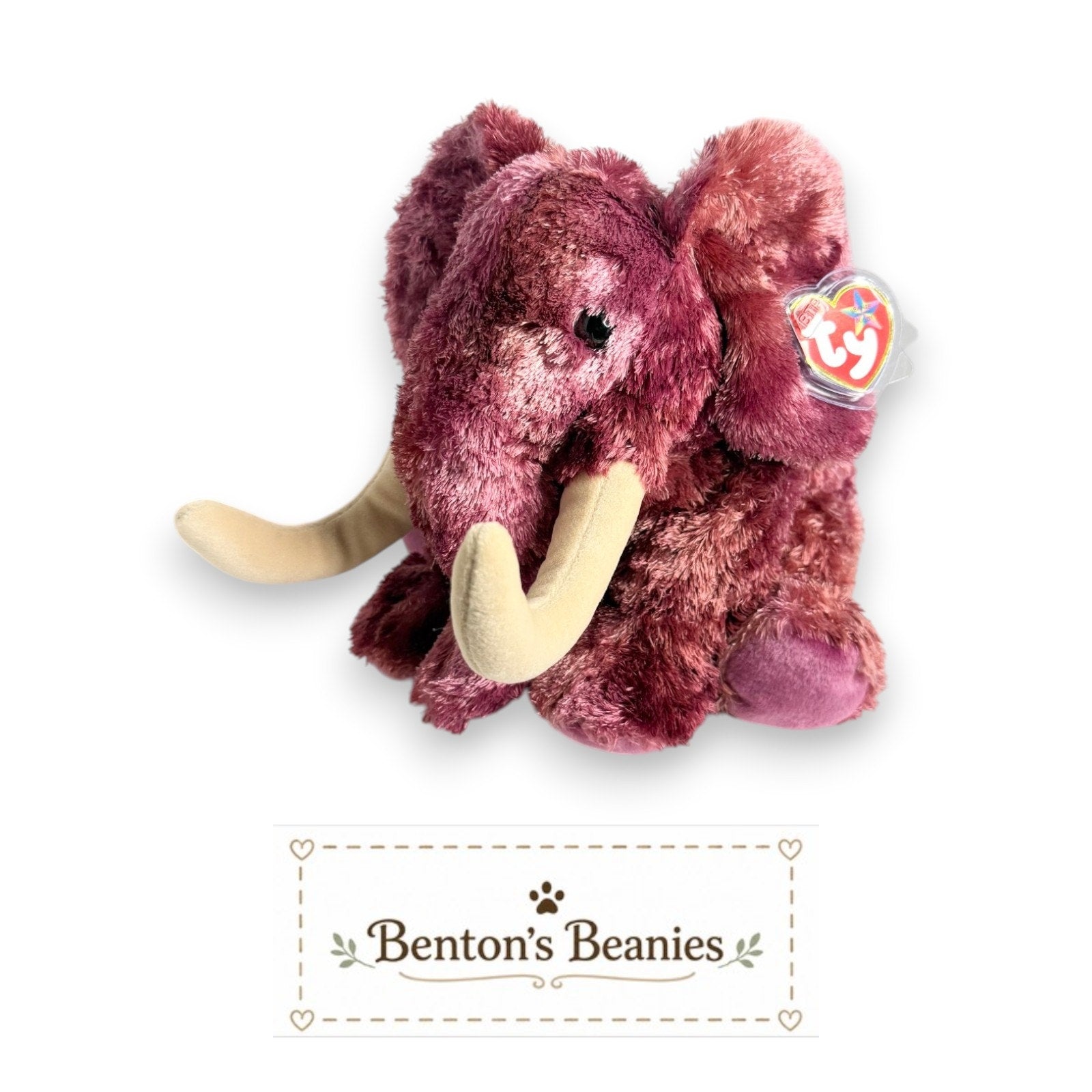 Colosso the Mammoth Beanie Buddies | Mint Heart & Tush Tags