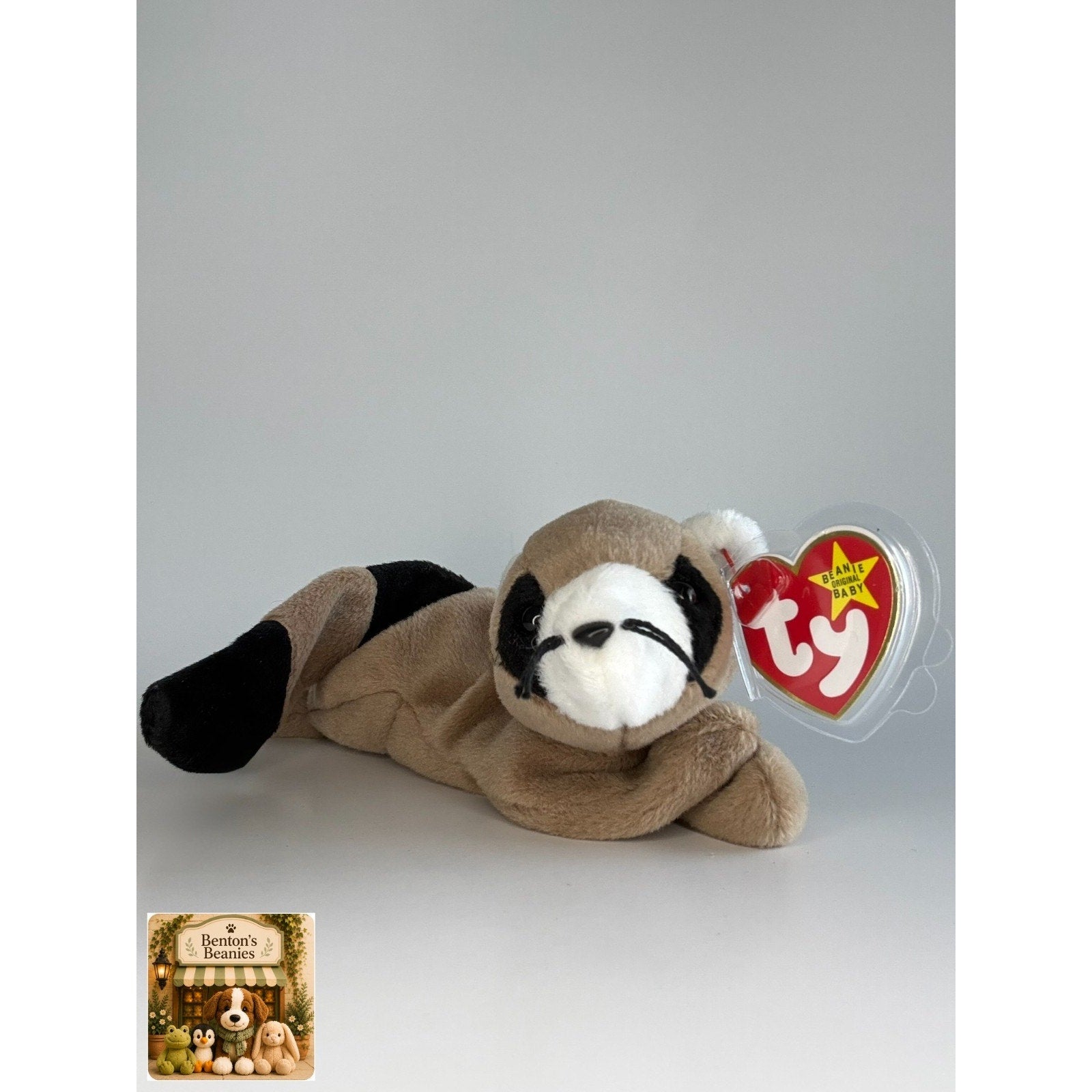 Ringo the Raccoon TY Beanie Baby | Mint Heart & Tush Tag