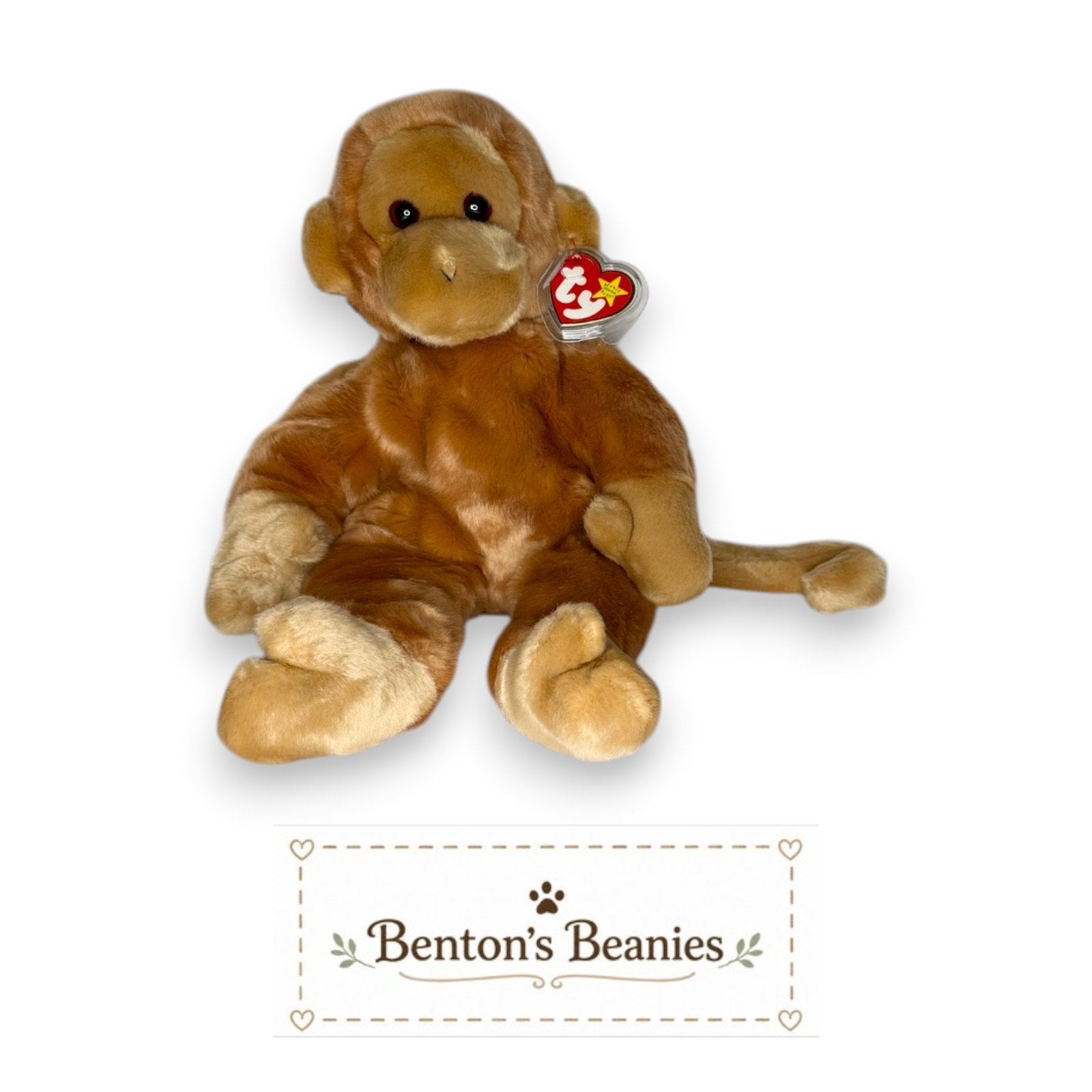 Bongo the Monkey TY Beanie Buddies | Mint Heart & Tush Tags