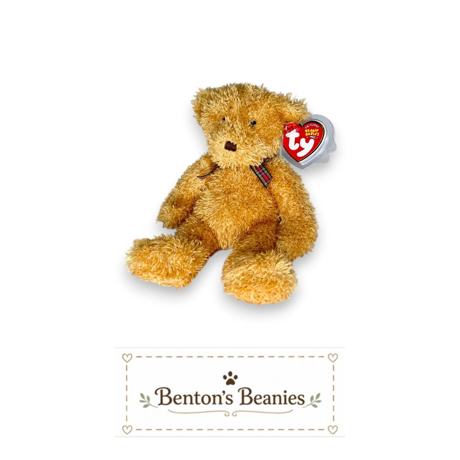 Huntley the Bear TY Beanie Baby | Mint Heart & Tush Tag