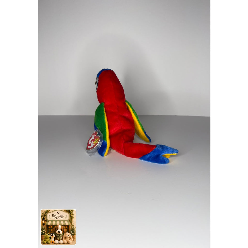 Jabber the Parrot TY Beanie Baby | Mint Heart & Tush Tag