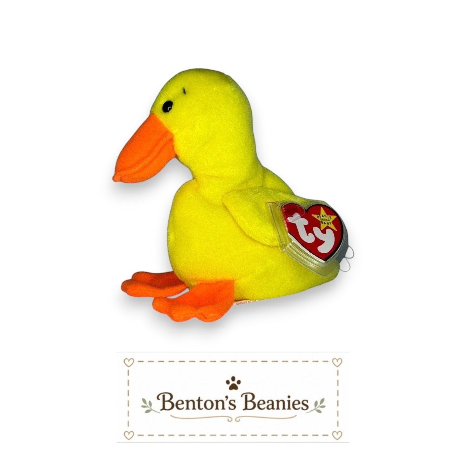 Quackers the Duck TY Beanie Baby | Mint Condition Heart & Tush Tag