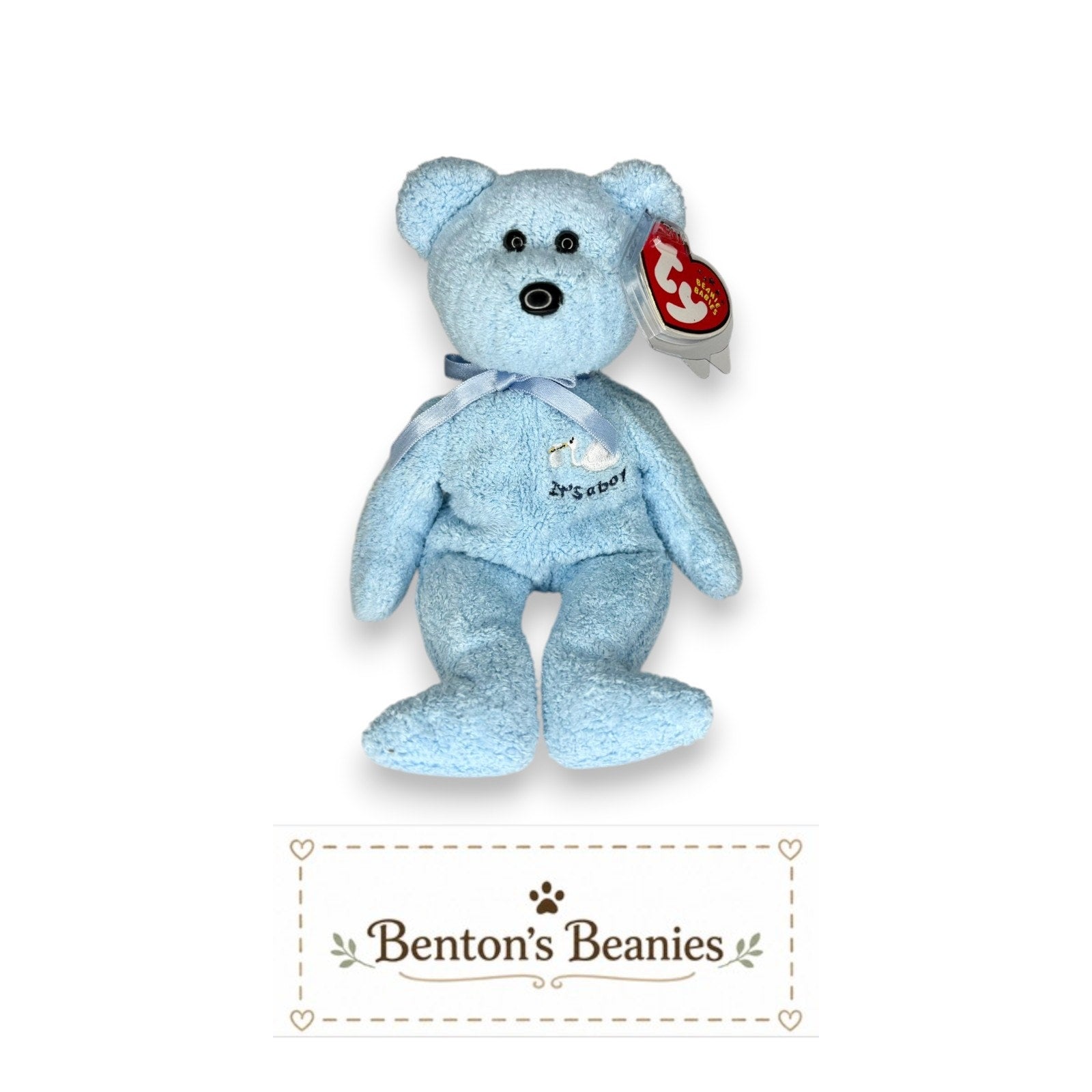 Baby Boy the Bear TY Beanie Baby | Mint Heart & Tush Tag