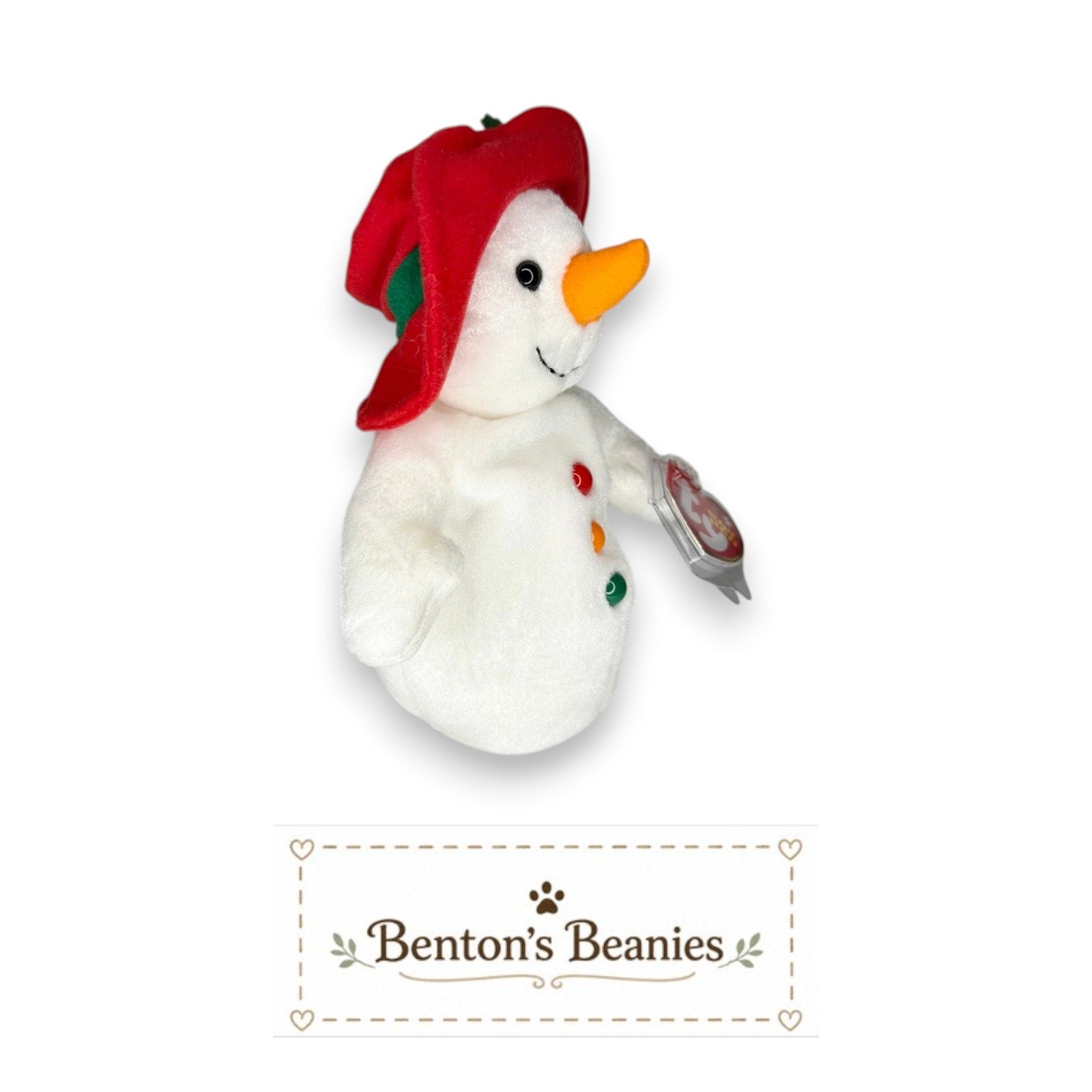 Chillin the Snowman TY Beanie Baby | Mint Heart & Tush Tag
