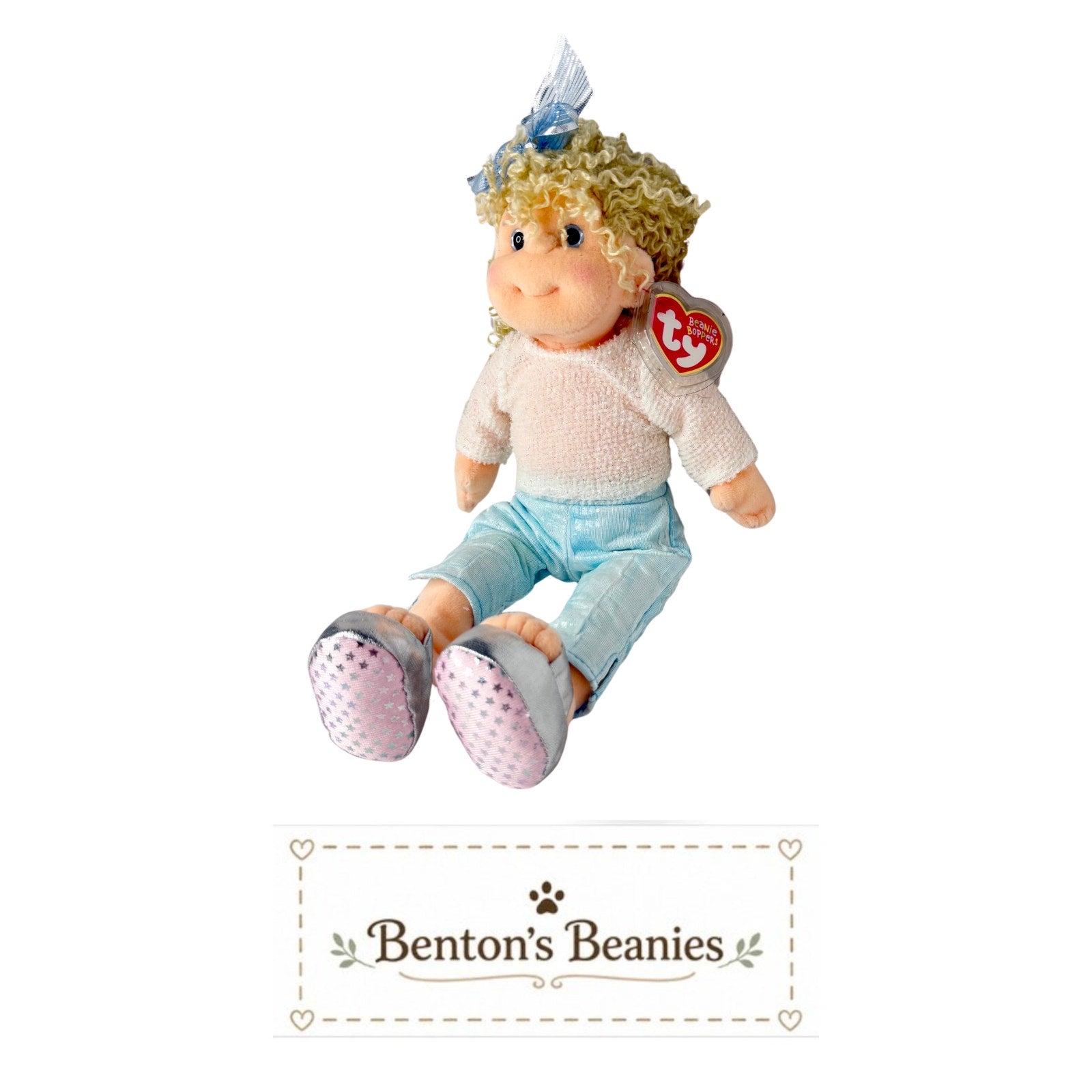 Sassy Star TY Beanie Boppers | Mint Heart & Tush Tag