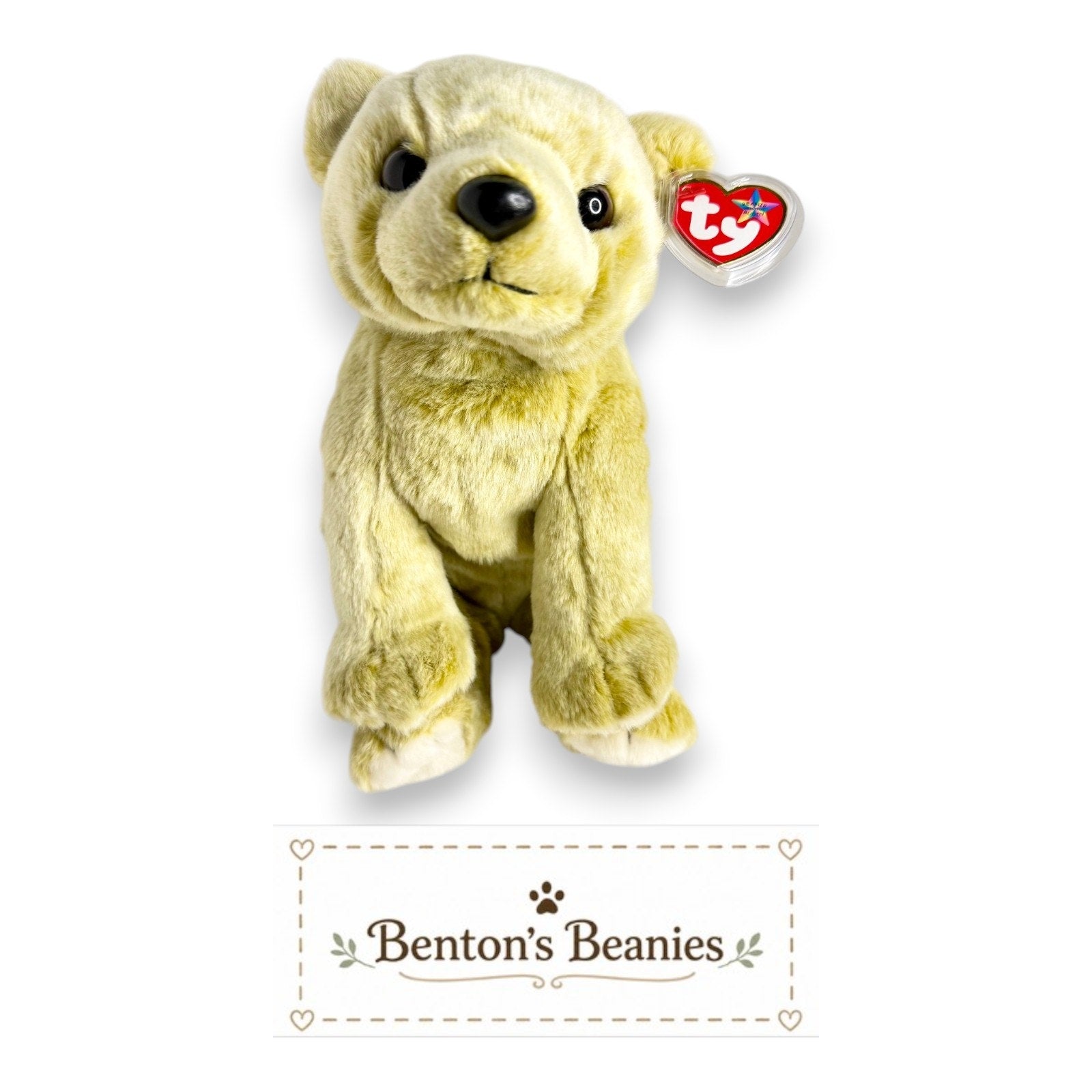 Almond the Bear TY Beanie Buddies | Mint Heart & Tush Tags