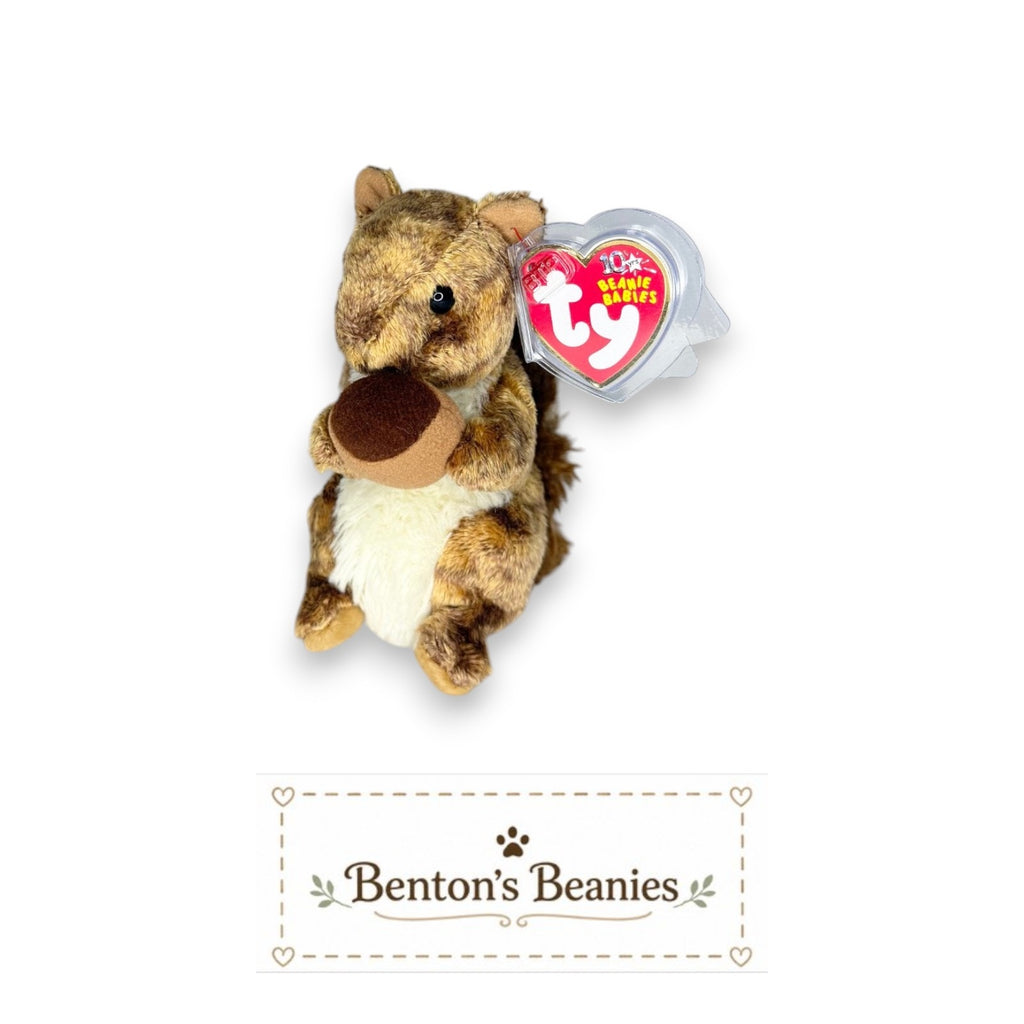 Nutty the Squirrel TY Beanie Baby | Mint Heart & Tush Tag