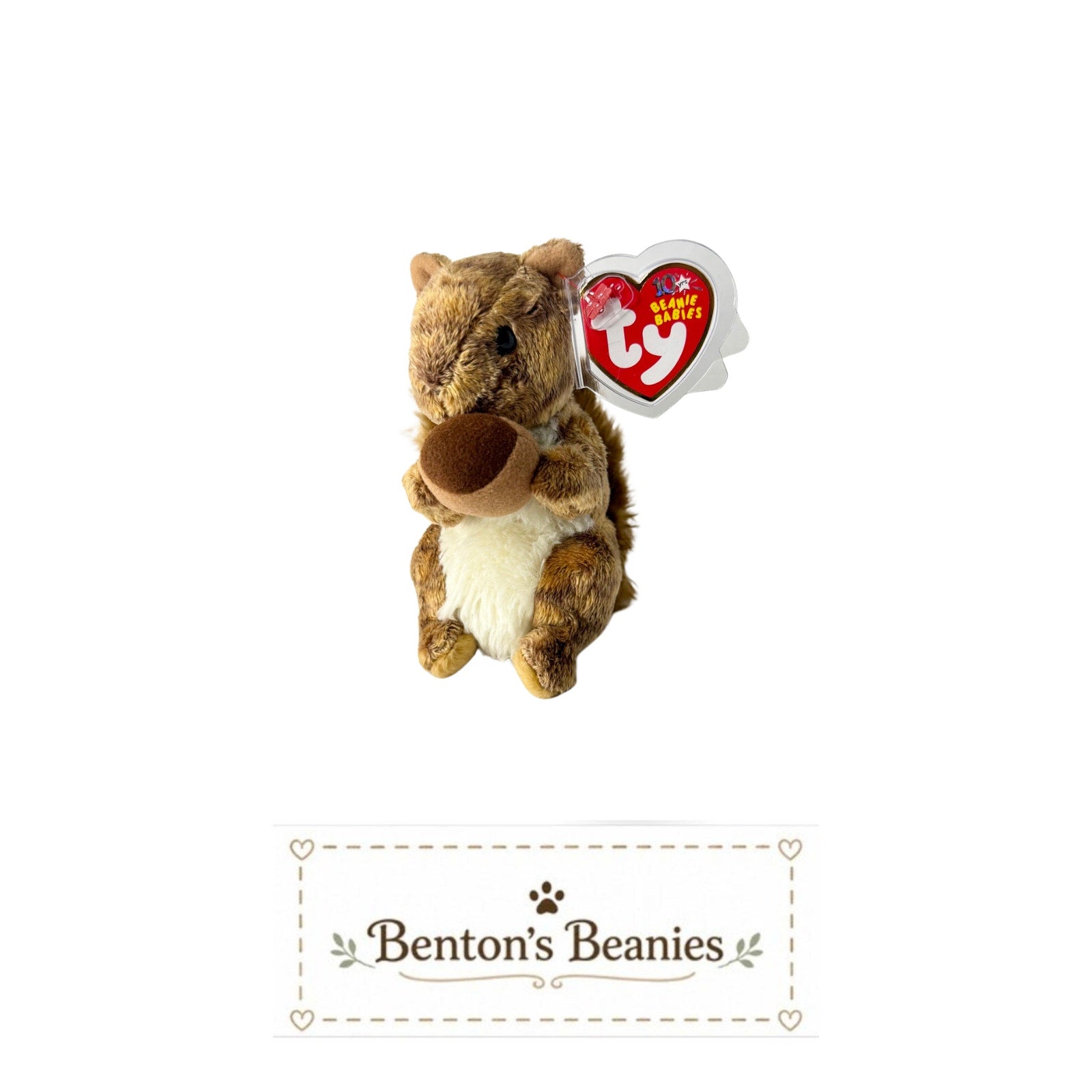 Nutty the Squirrel TY Beanie Baby | Mint Heart & Tush Tag