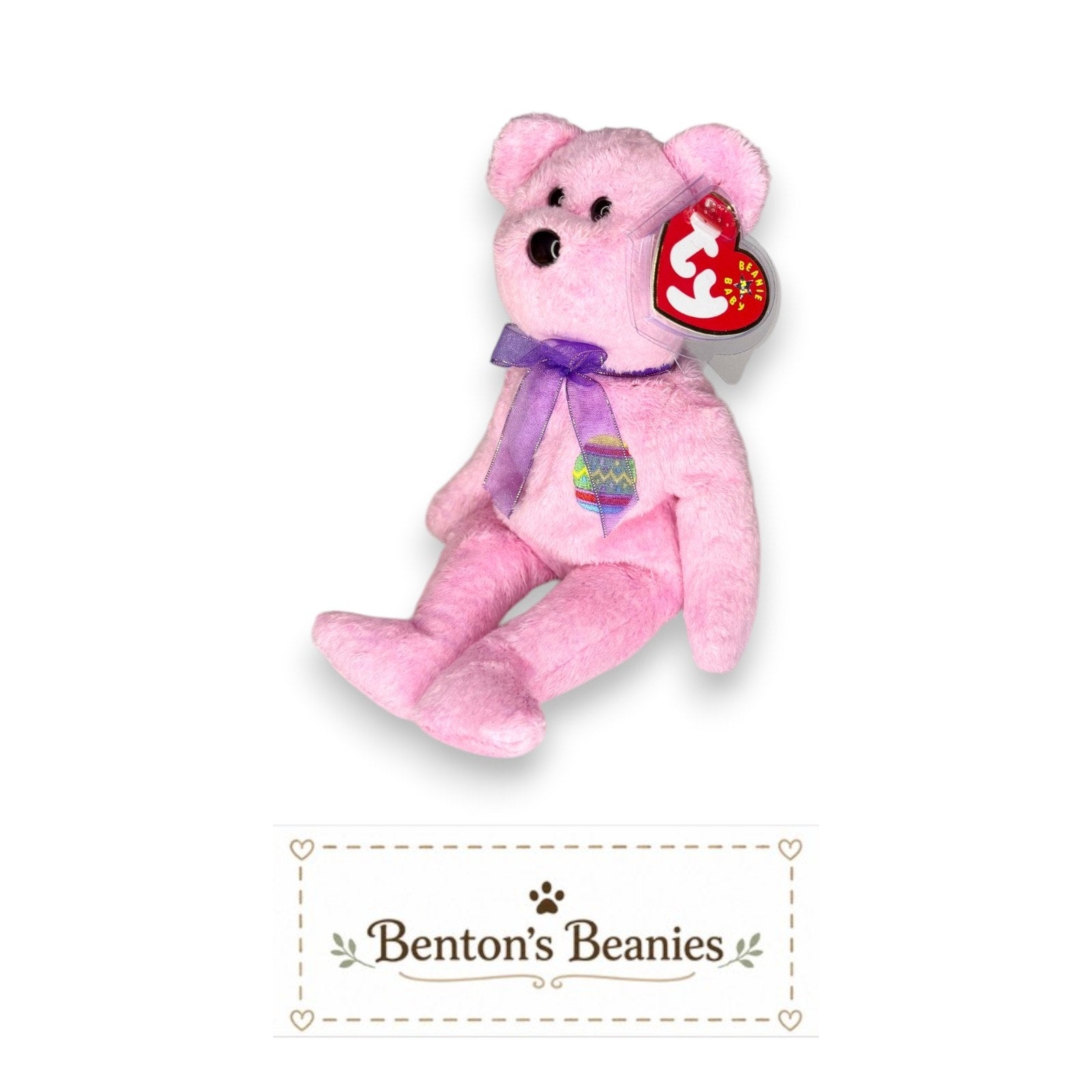 Eggs the Bear TY Beanie Baby | Mint Heart & Tush Tag