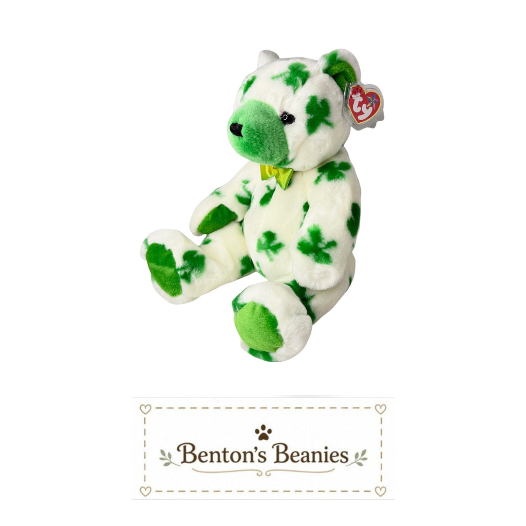 Clover the Bear TY Beanie Buddies | Mint Heart & Tush Tags