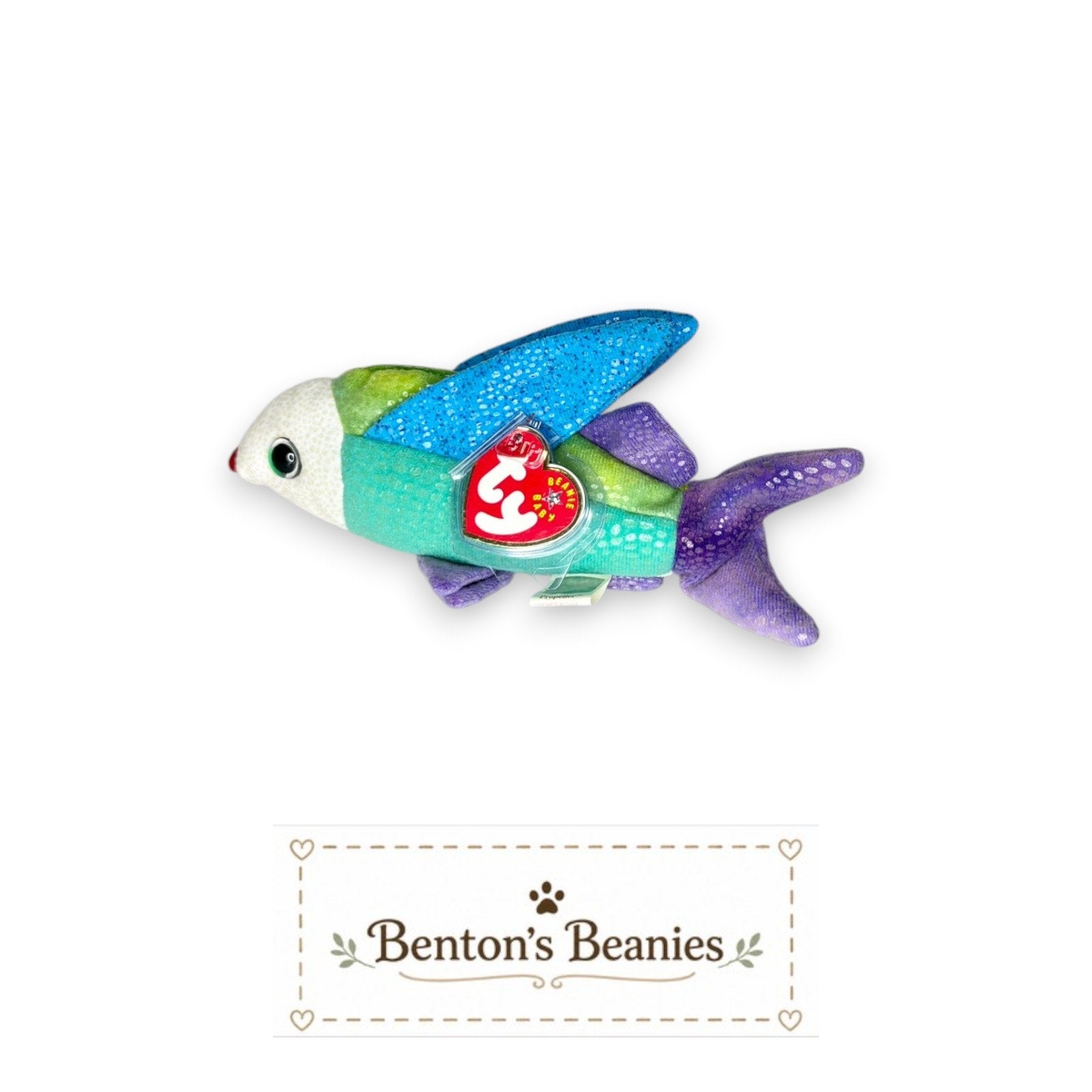 Propeller the Fish TY Beanie Baby | Mint Heart & Tush Tag