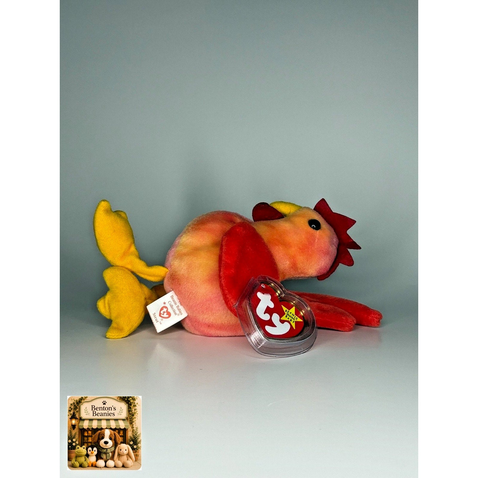 Strut the Rooster TY Beanie Baby | Mint Heart & Tush Tag