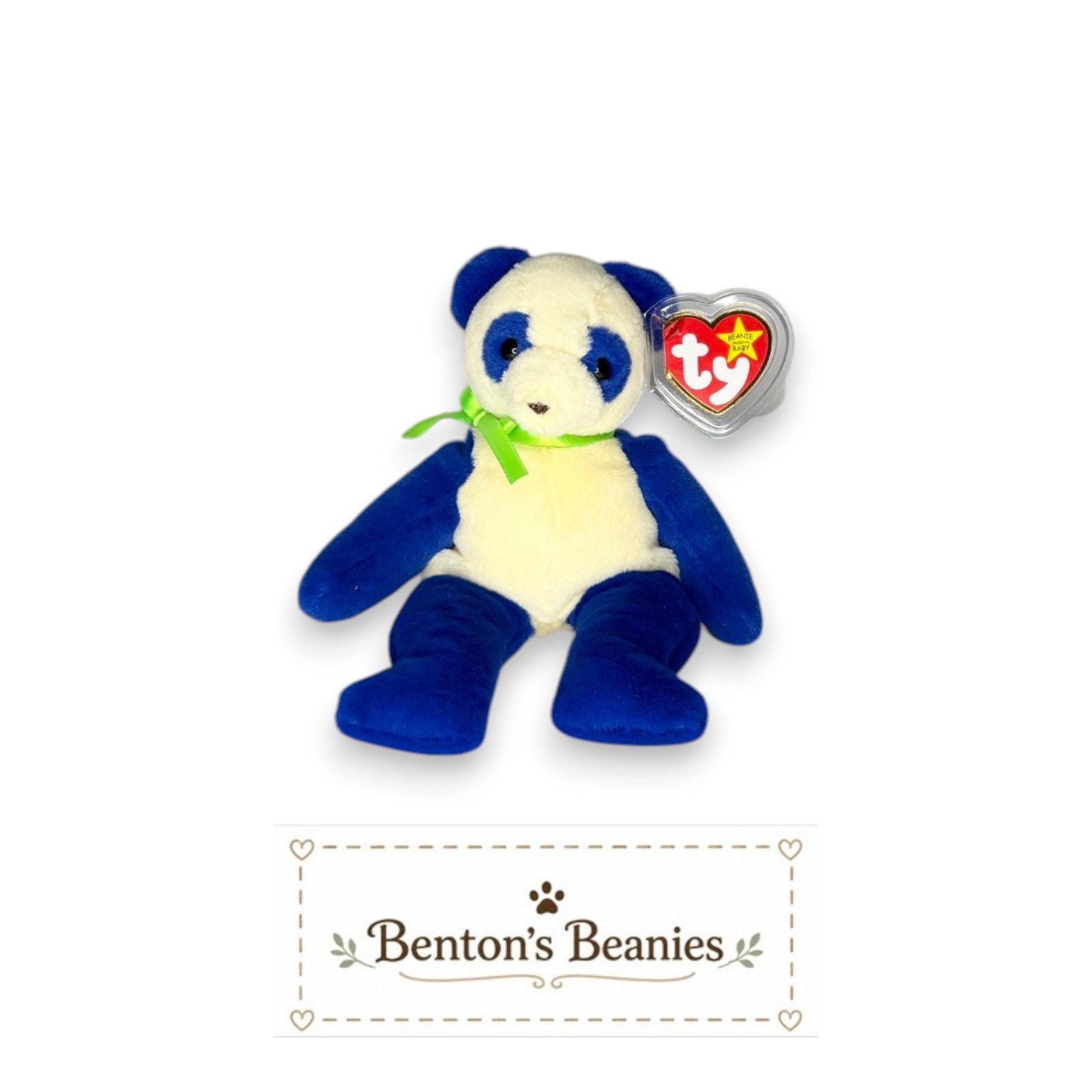 Domino the Panda TY Beanie Baby | Mint Heart & Tush Tag