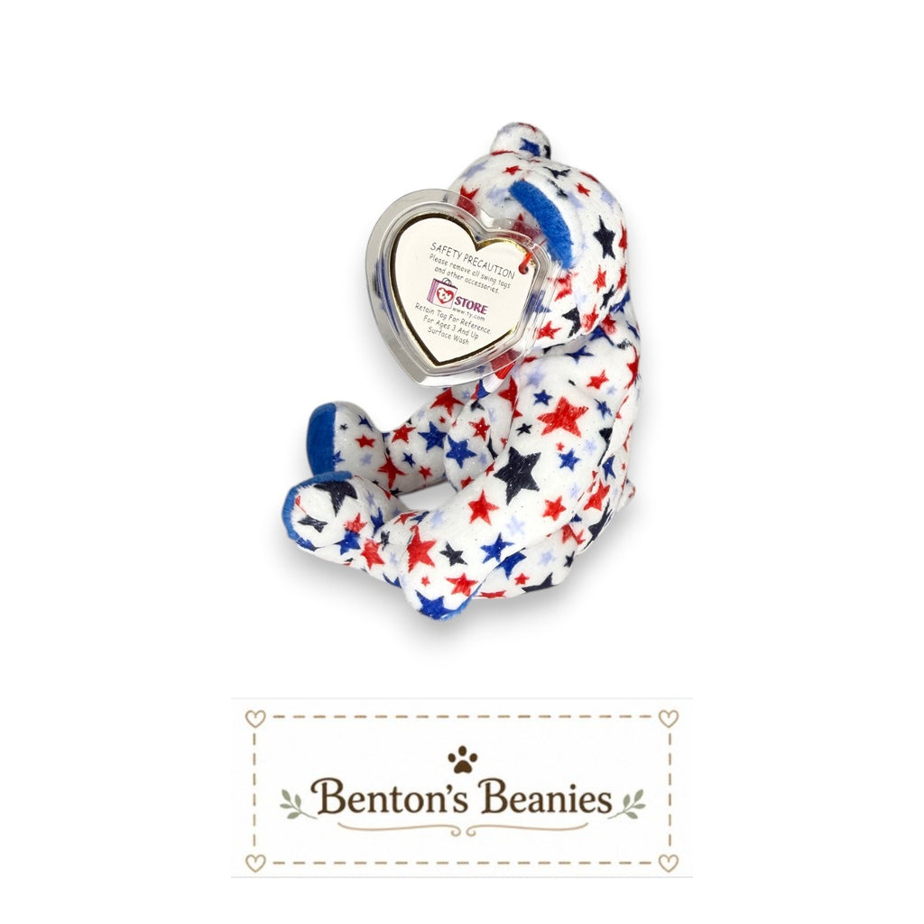 Blue the Patriot Bear TY Beanie Baby | Mint Heart & Tush Tag