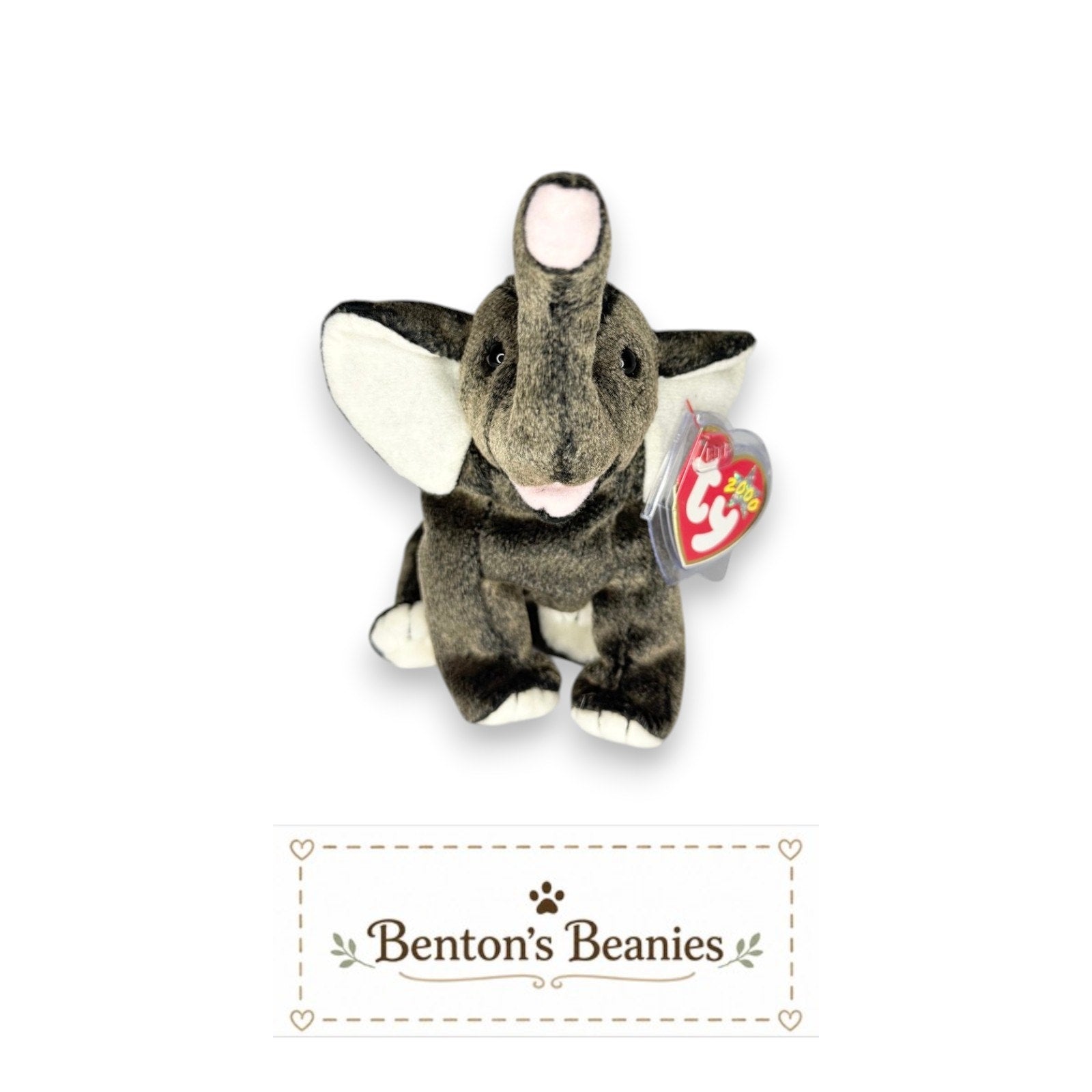 Trumpet the Elephant TY Beanie Baby | Mint Heart & Tush Tag