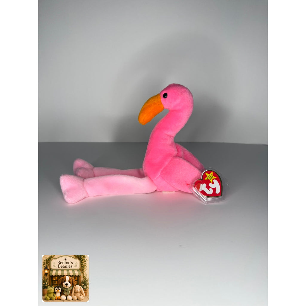 Pinky the Flamingo TY Beanie Baby | Mint Heart & Tush Tags
