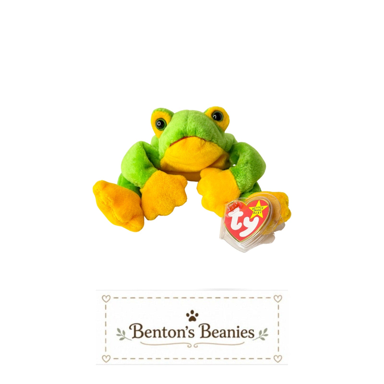 Smoochy the Frog TY Beanie Baby | Mint Heart & Tush Tag
