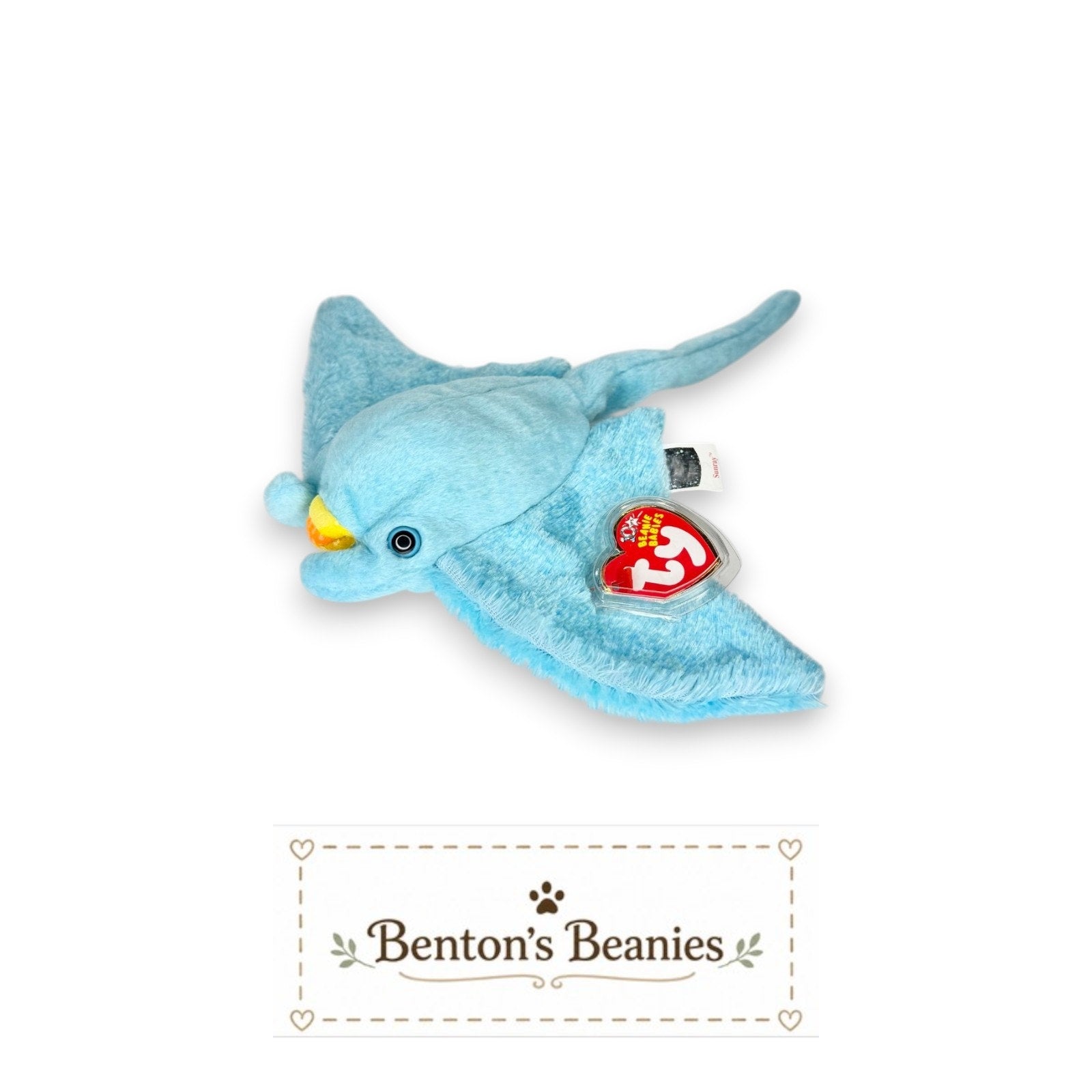 Sunray the Stingray TY Beanie Baby | Mint Heart & Tush Tag