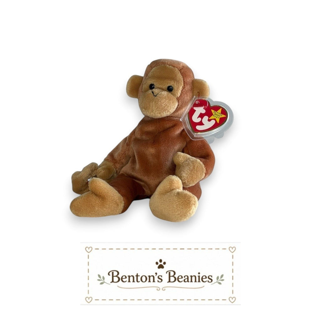 Bongo the Monkey TY Beanie Baby | Mint Heart & Tush Tag
