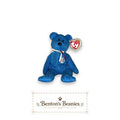 Benton's Beanies blue plush Addison the Bear Ty Beanie Baby with baseball emblem and red heart tag.
