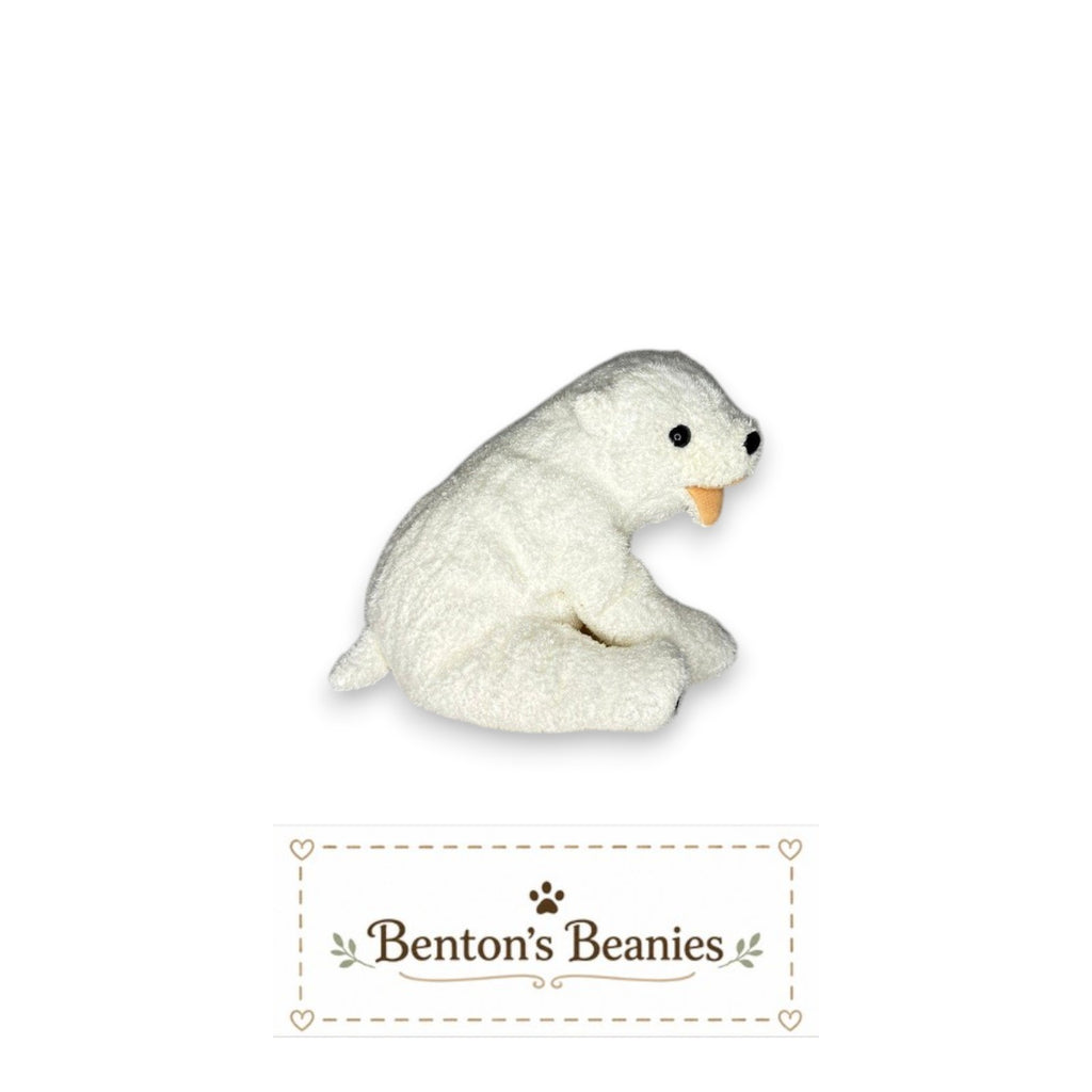 Benton's Beanies Aurora the Polar Bear Ty Beanie Baby, white plush, vintage collectible, mint tags.
