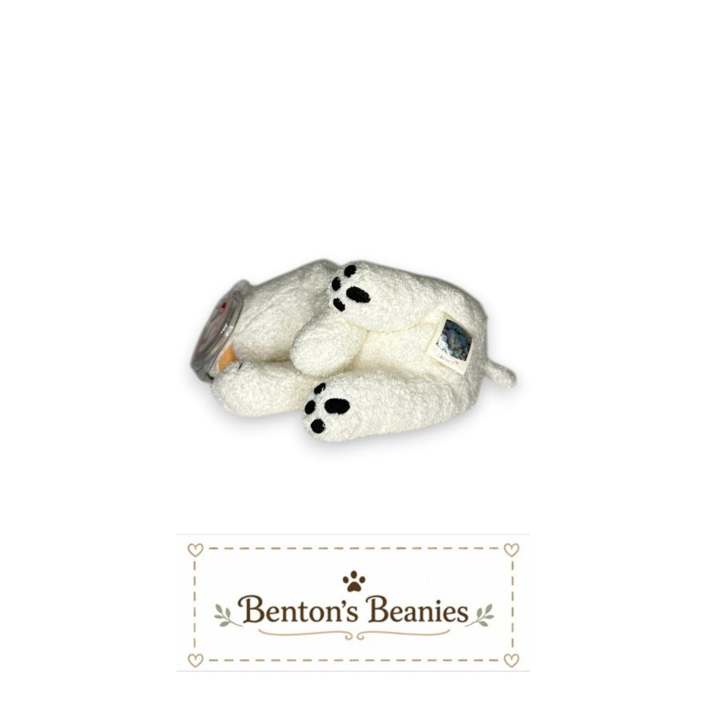 Benton's Beanies Aurora the Polar Bear Ty Beanie Baby, white plush, mint tags, vintage collectible