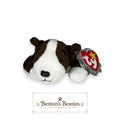 Benton's Beanies Bruno the English Bull Terrier TY Beanie Baby with mint heart tag in brown and white plush