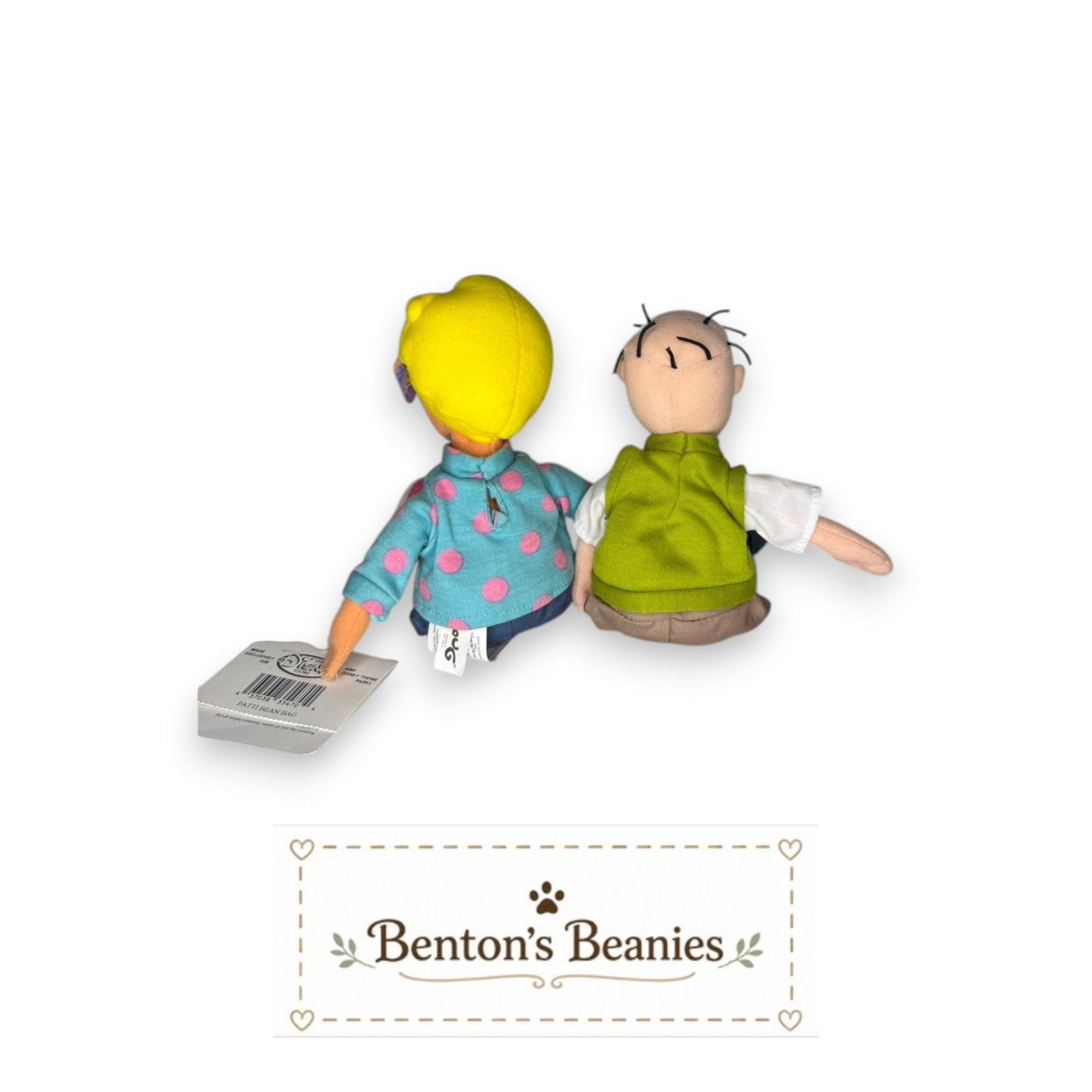 Benton's Beanies Doug Funnie & Patti Mayonnaise plush dolls, classic 90s cartoon characters with embroidered details.