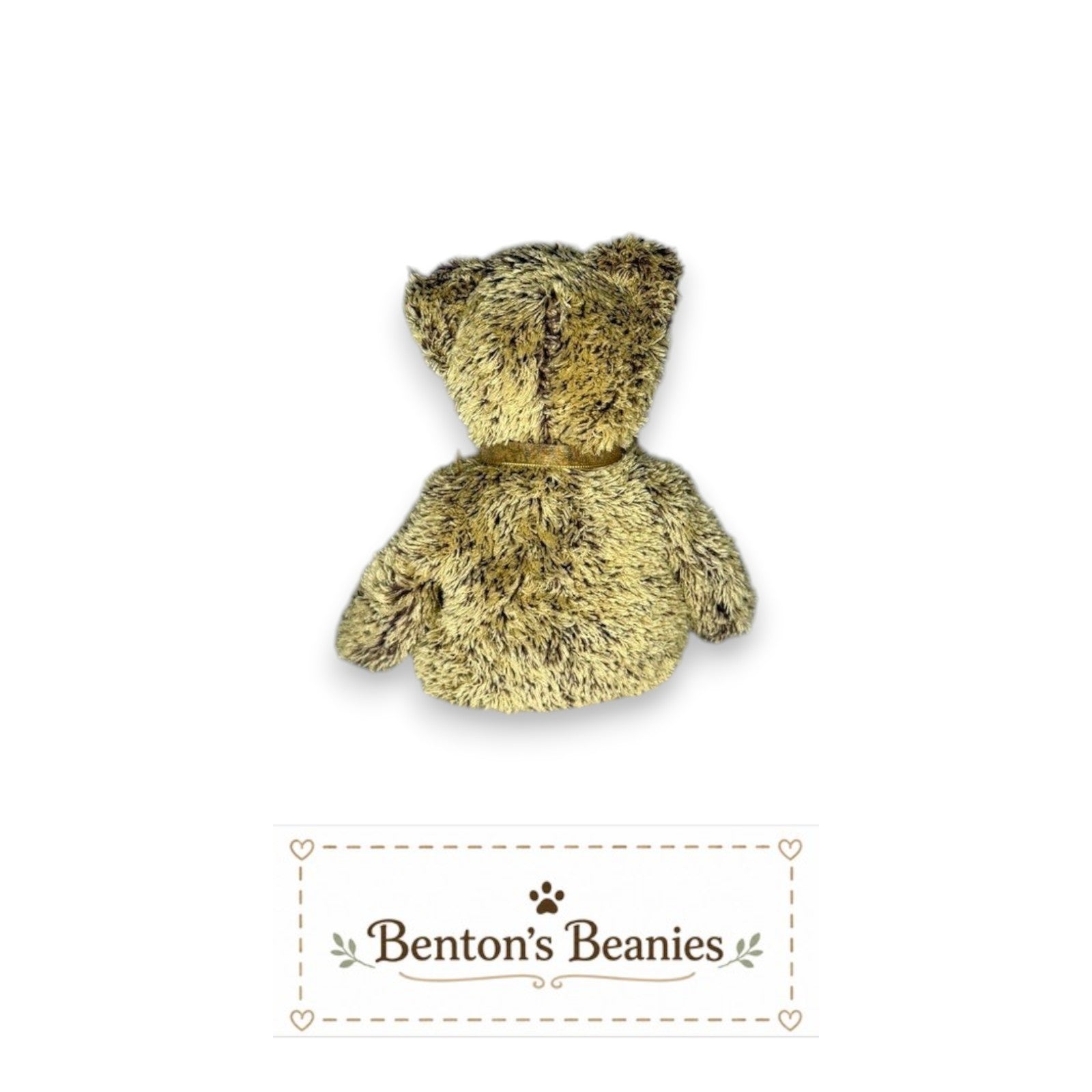 Back view of Harry the Bear TY Beanie Baby with scruffy brown plush and tag from Benton's Beanies