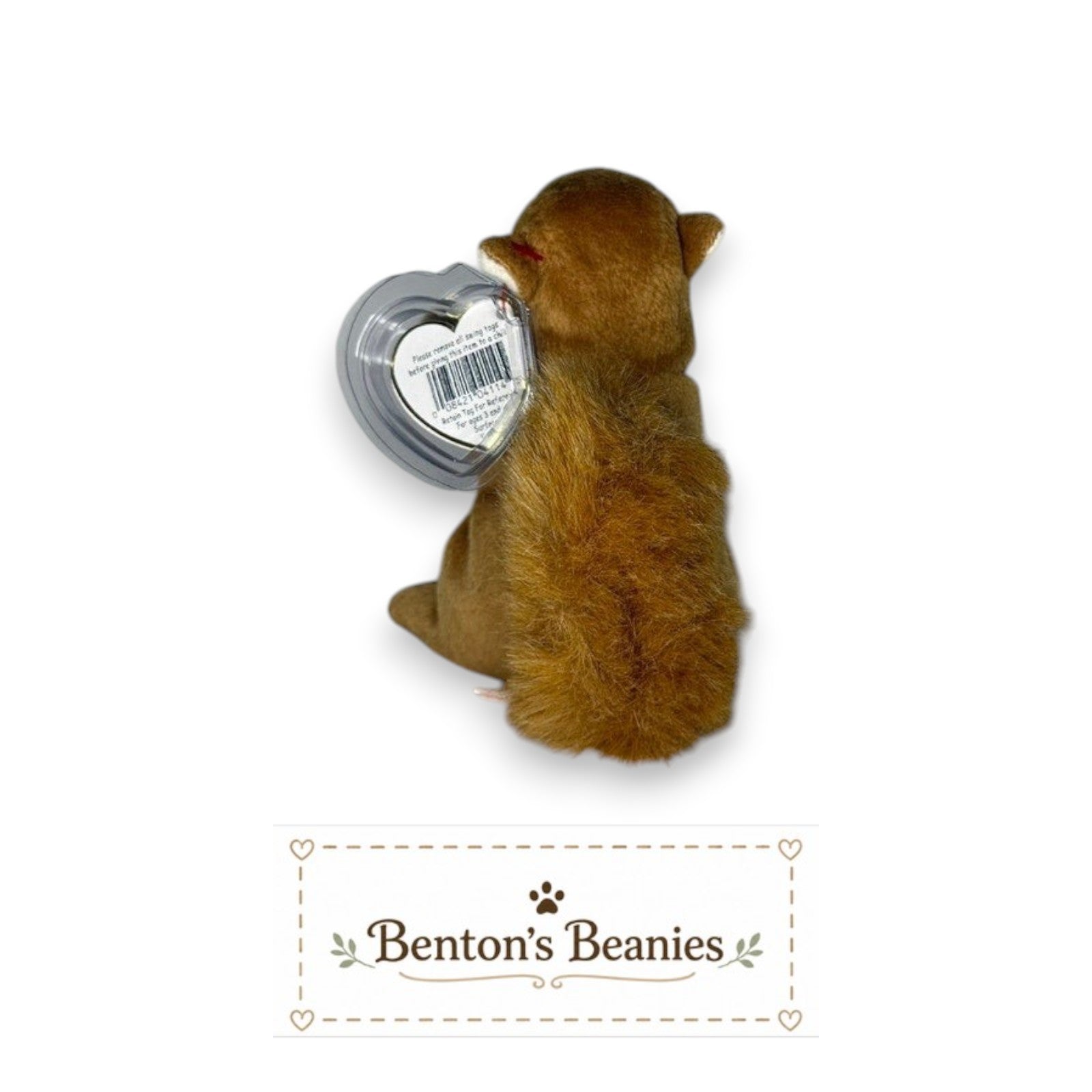 Benton's Beanies Nuts the Squirrel Ty Beanie Baby with fluffy tail and protective heart tag case