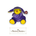 Benton's Beanies Baba the Purple Sheep TY Pillow Pal plush toy with yellow accents and mint heart tush tag.