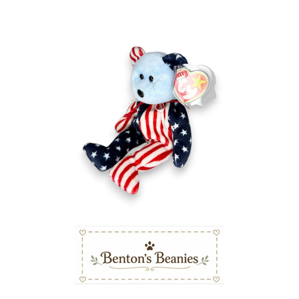 Spangle the Blue Bear TY Beanie Baby | Mint Heart & Tush Tag