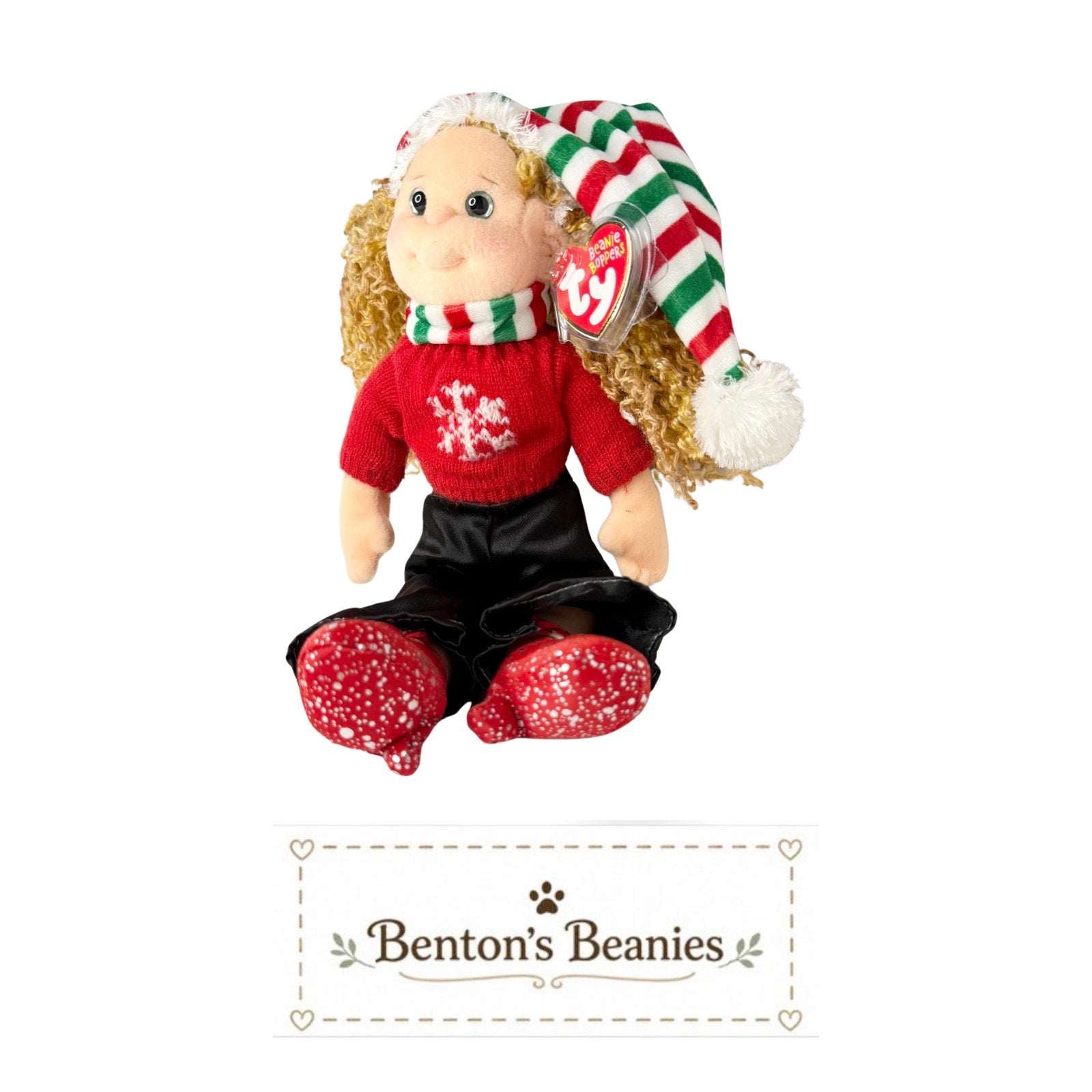 Festive Franny TY Beanie Boppers | Mint Heart & Tush Tag