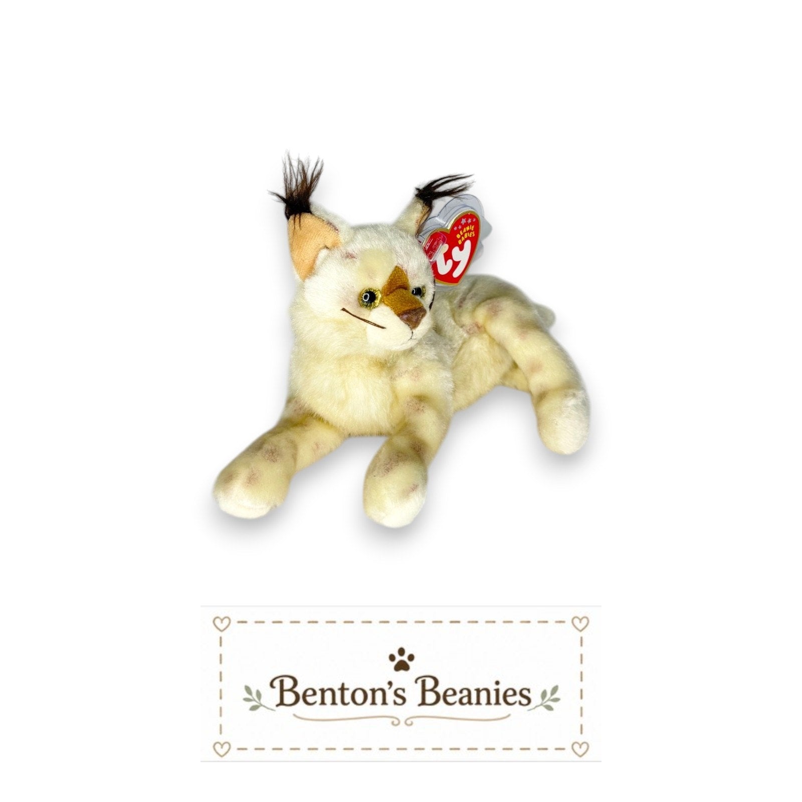 Tracks the Lynx TY Beanie Baby | Mint Heart & Tush Tag