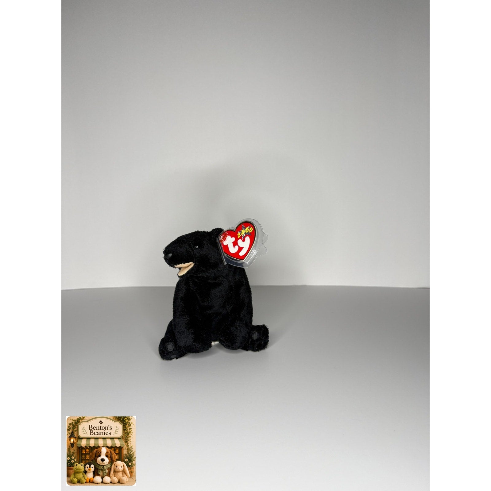 Cinder the Blackbear TY Beanie Baby | Mint Heart & Tush Tag
