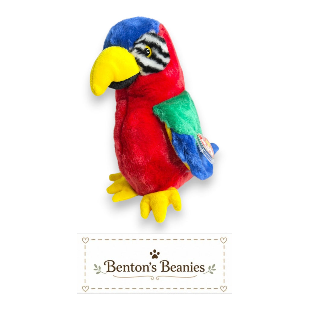 Jabber the Parrot TY Beanie Buddies | Mint Heart & Tush Tags