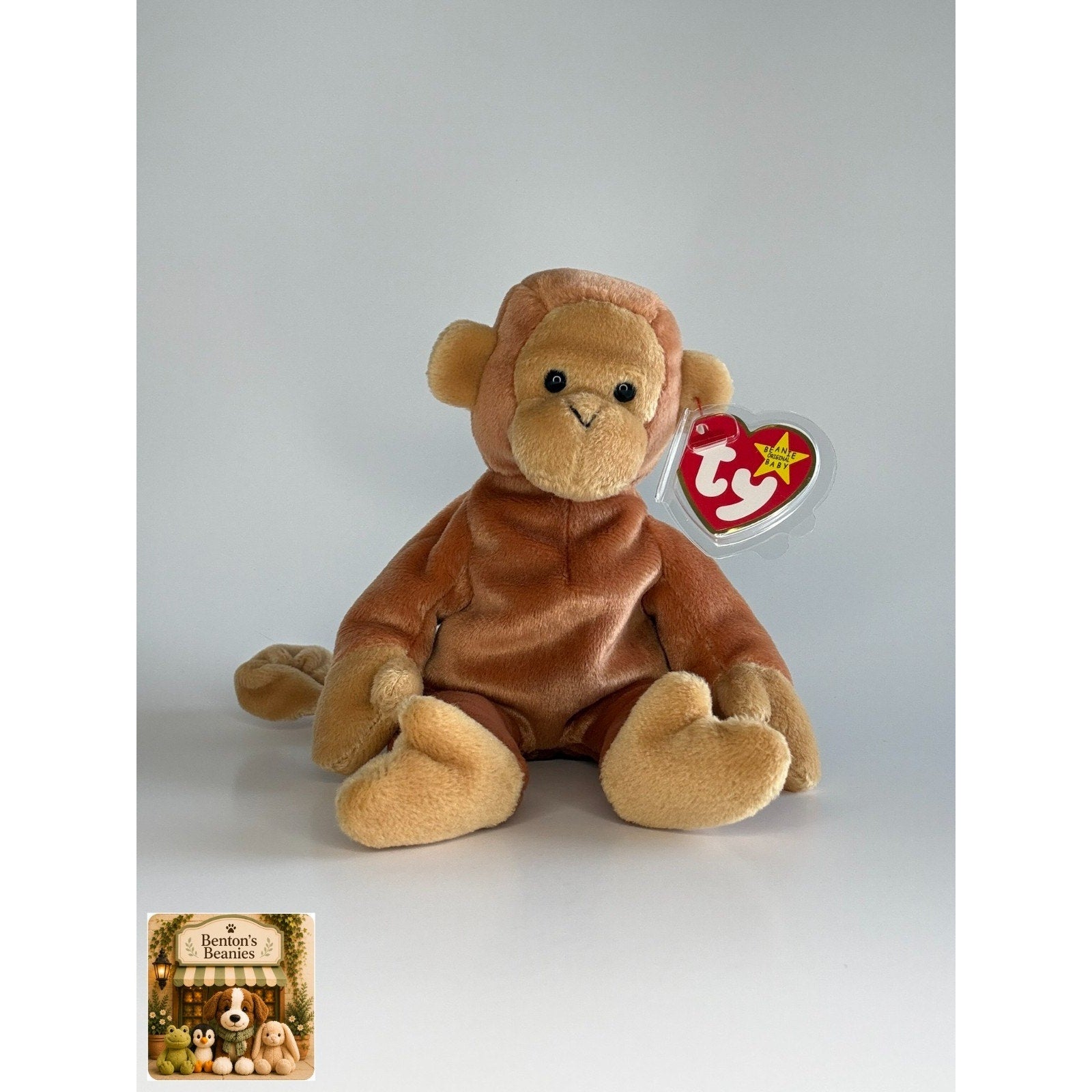 Bongo the Monkey TY Beanie Baby | Mint Heart & Tush Tag