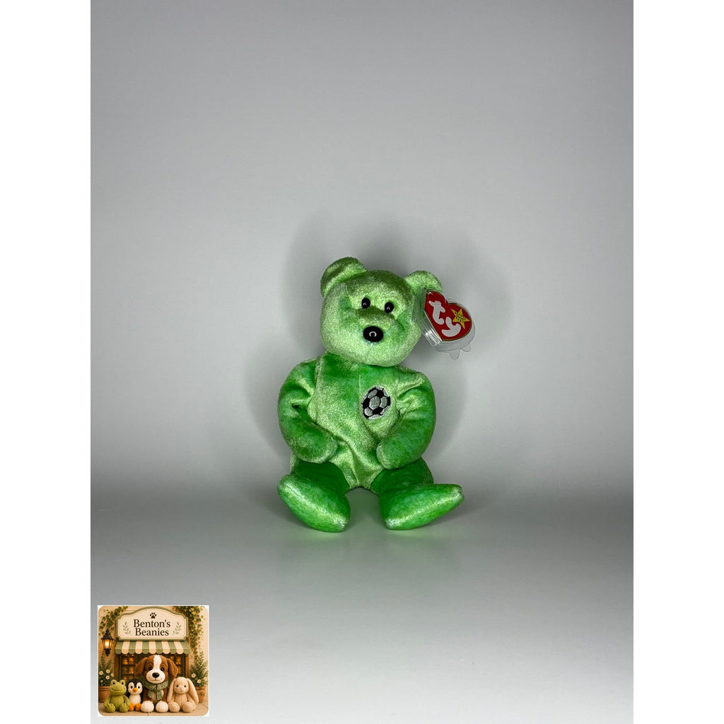 Kicks the Bear TY Beanie Baby | Mint Heart/Tush Tag