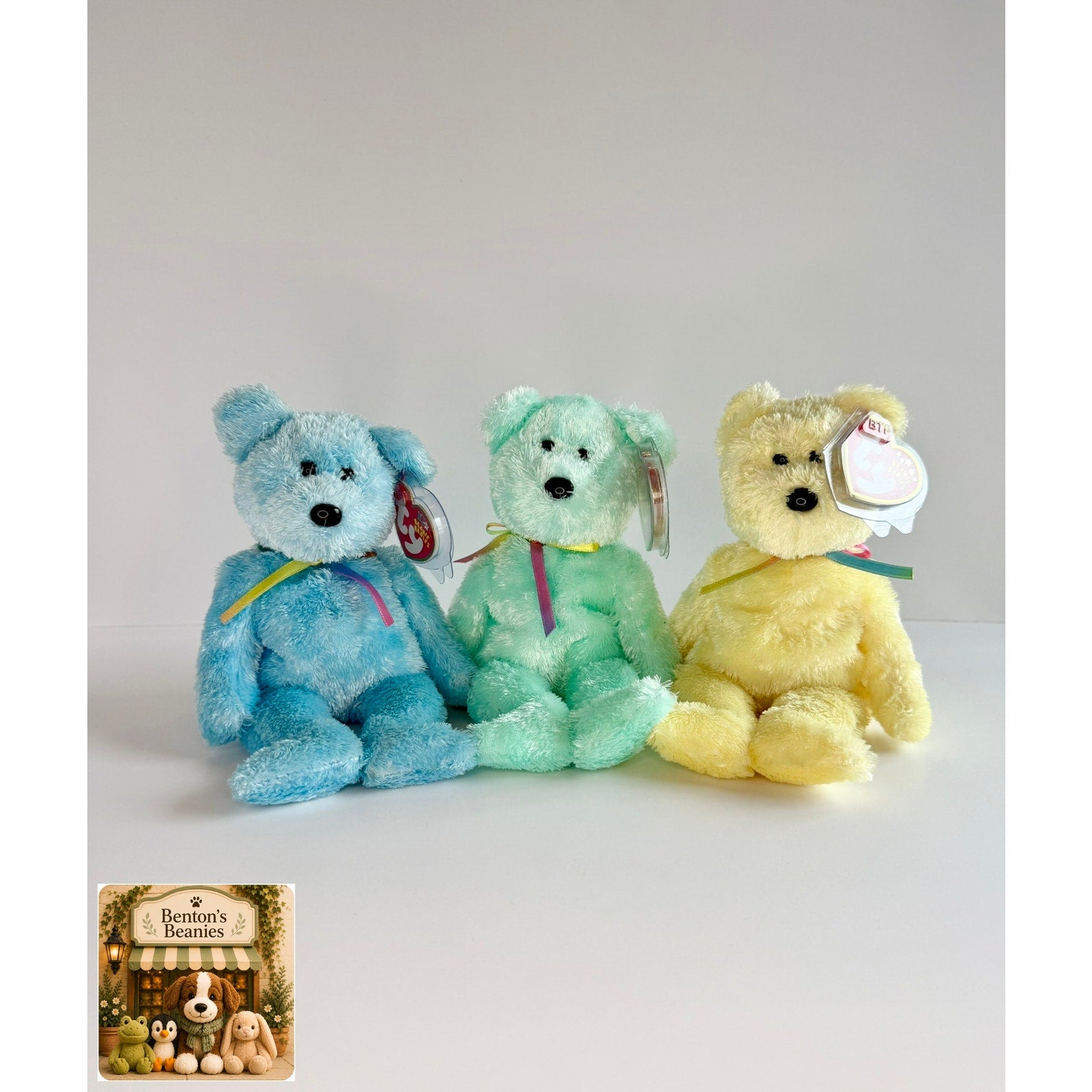 Sherbet the Bear TY Beanie Baby | Mint Heart & Tush Tag