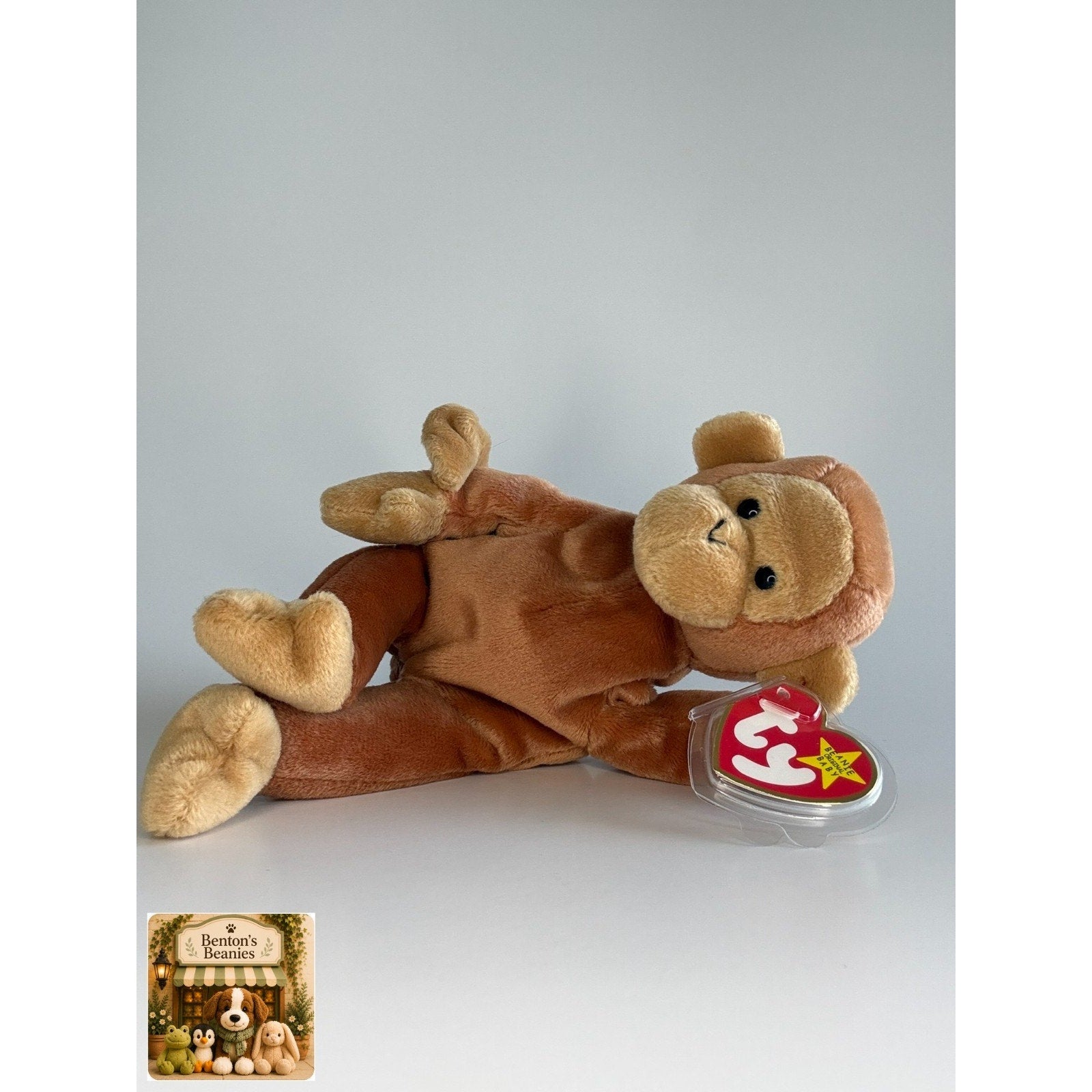 Bongo the Monkey TY Beanie Baby | Mint Heart & Tush Tag