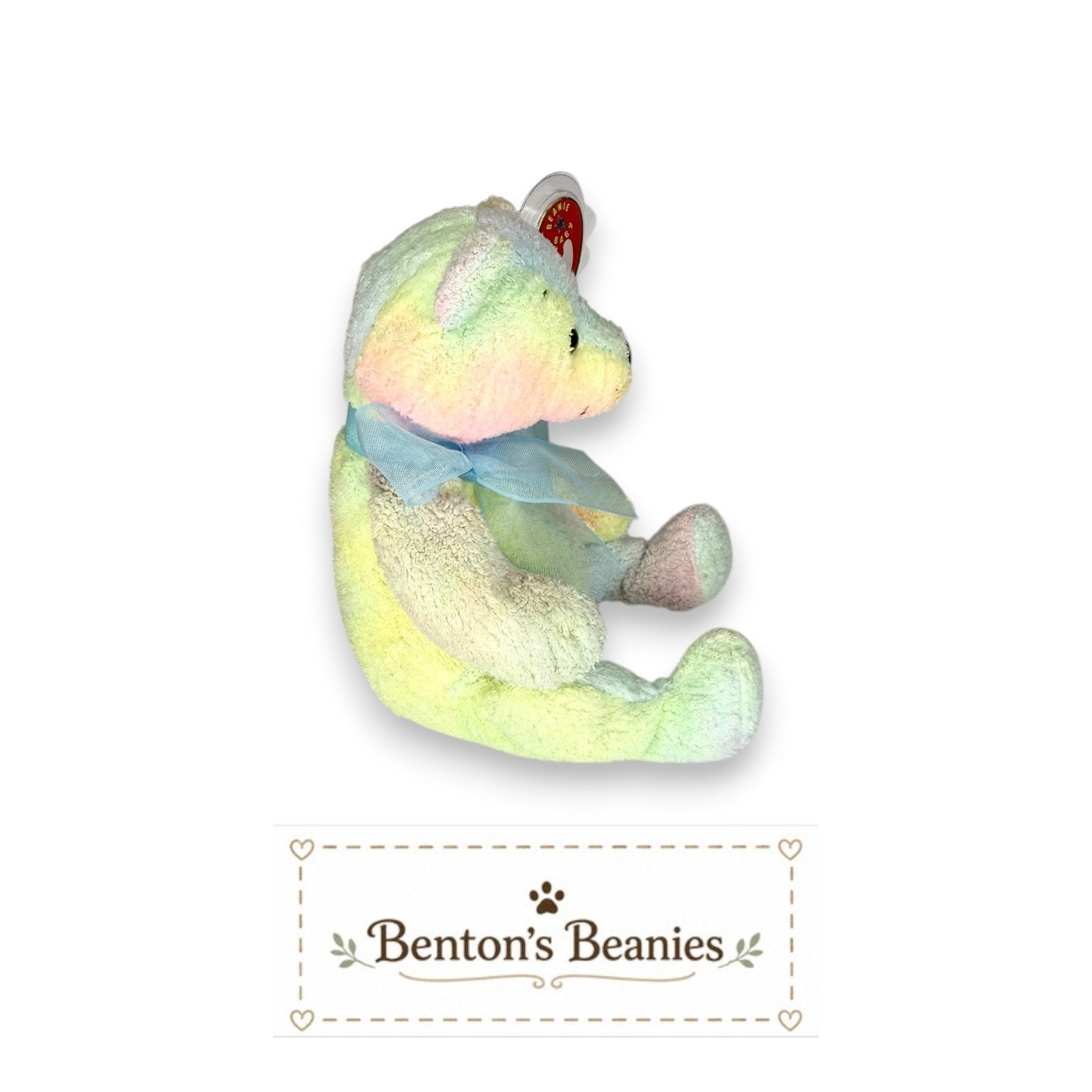 Mellow the Bear TY Beanie Baby | Mint Heart/Tush Tag
