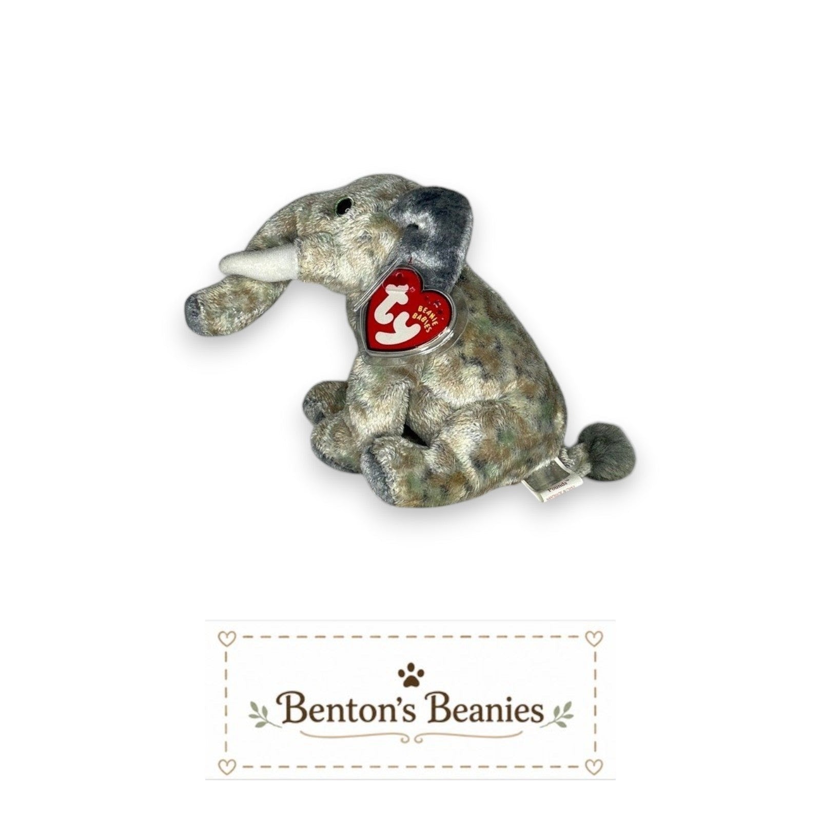Pounds the Elephant TY Beanie Baby | Mint Heart & Tush Tag