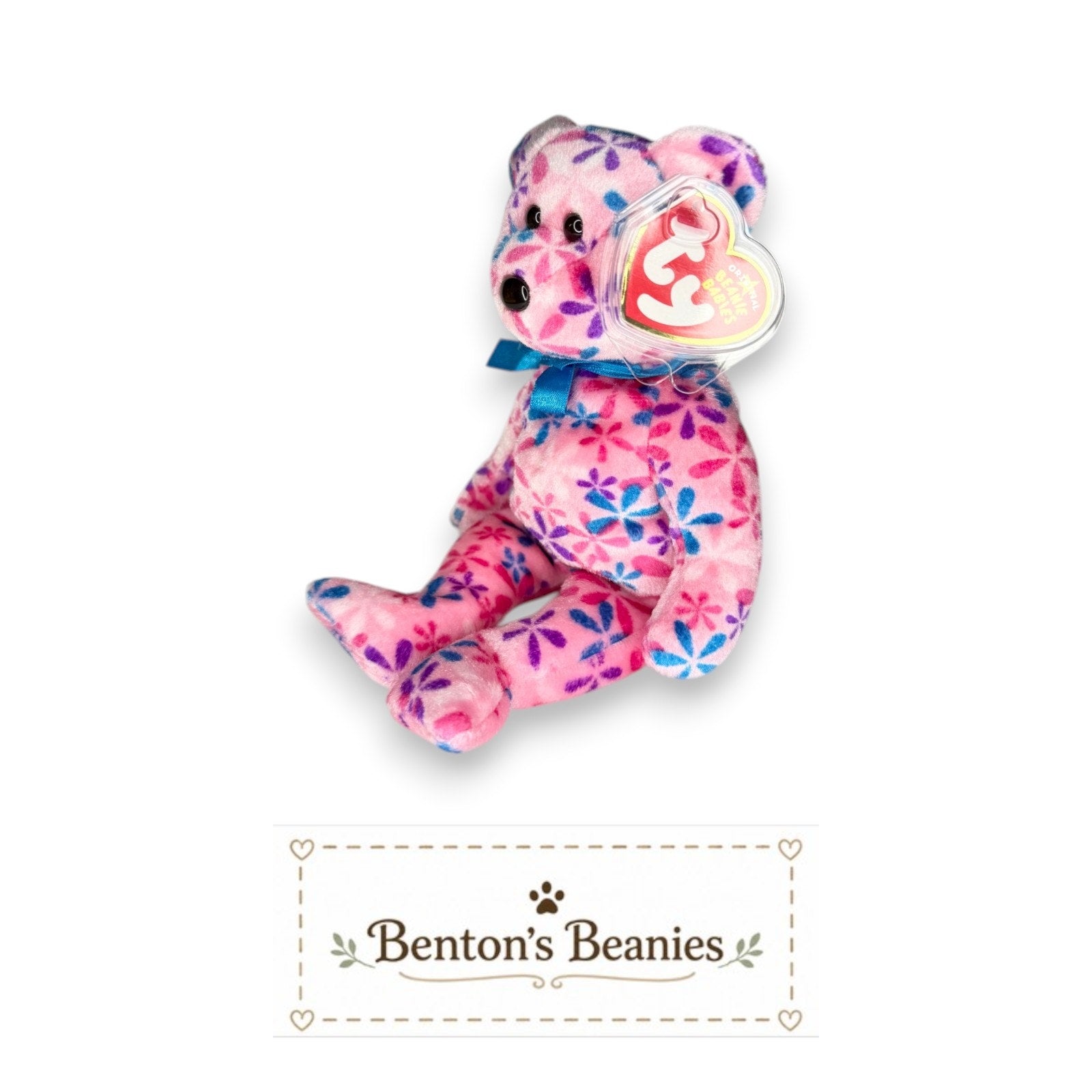Funky the Bear TY Beanie Baby | Mint Heart & Tush Tag
