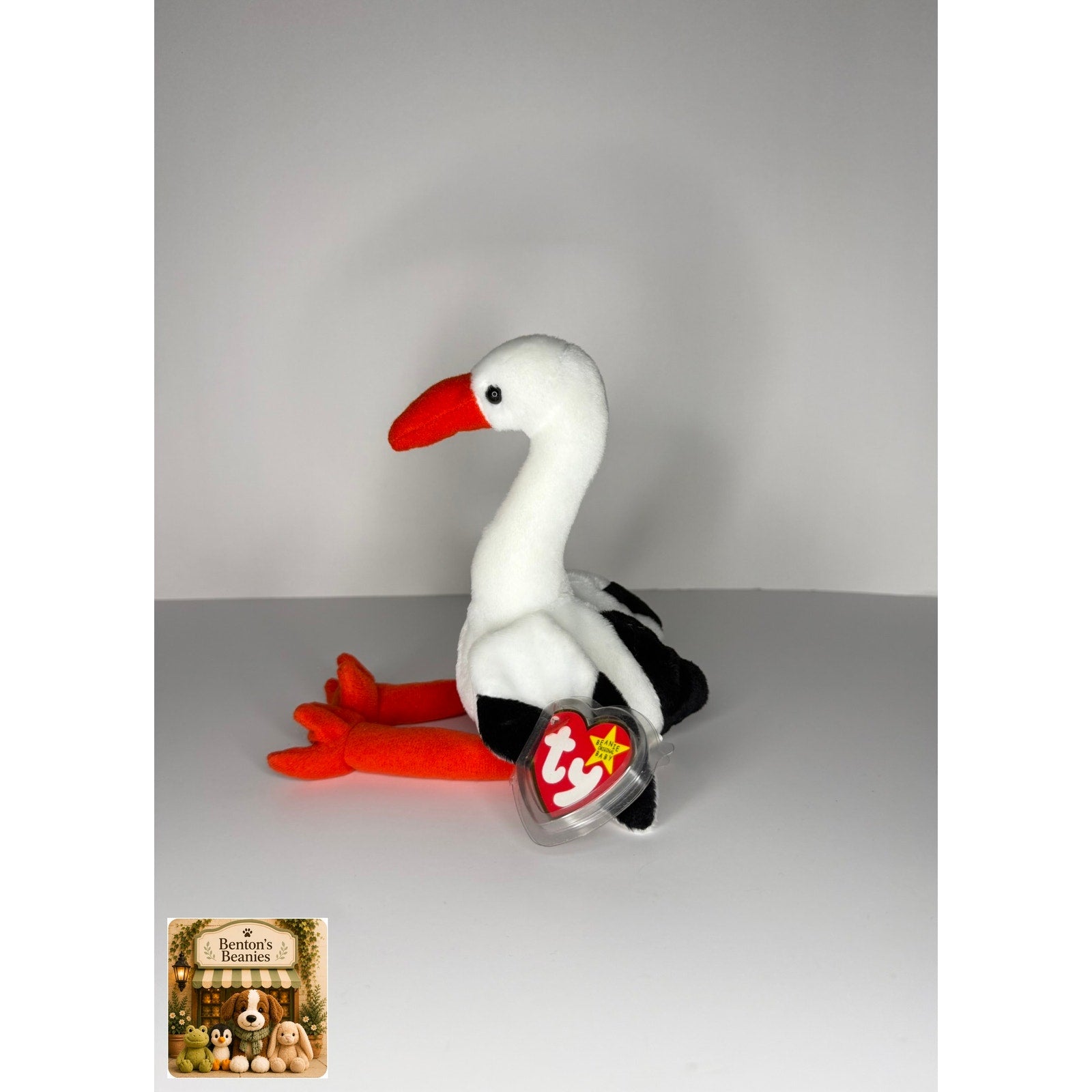 Stilts the Stork TY Beanie Baby | Mint Heart & Tush Tags